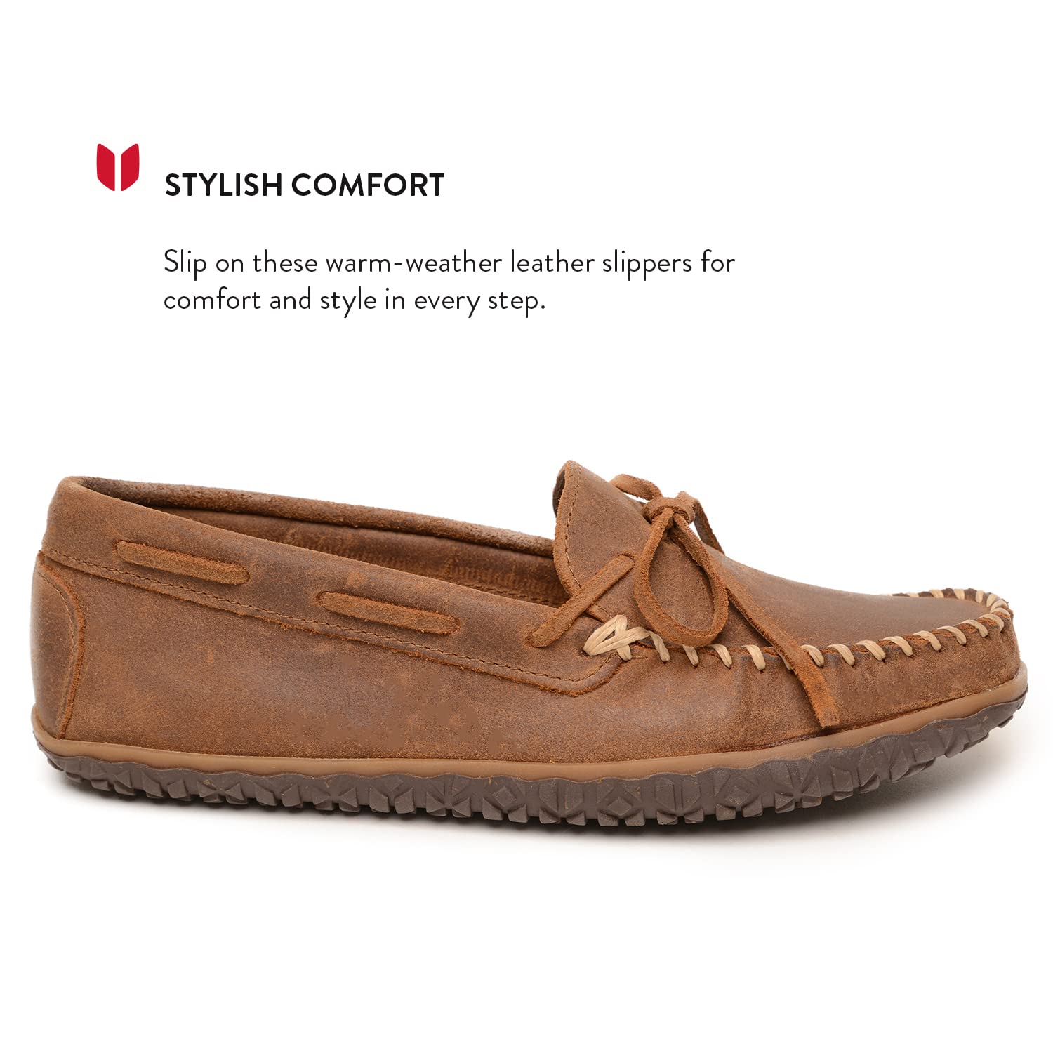 Minnetonka Tie Thread Slippers for Men - Brown Ruff - 10M - Image 2
