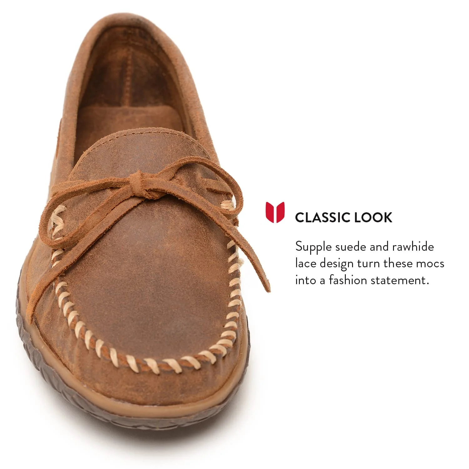 Minnetonka Tie Thread Slippers for Men - Brown Ruff - 10M - Image 3