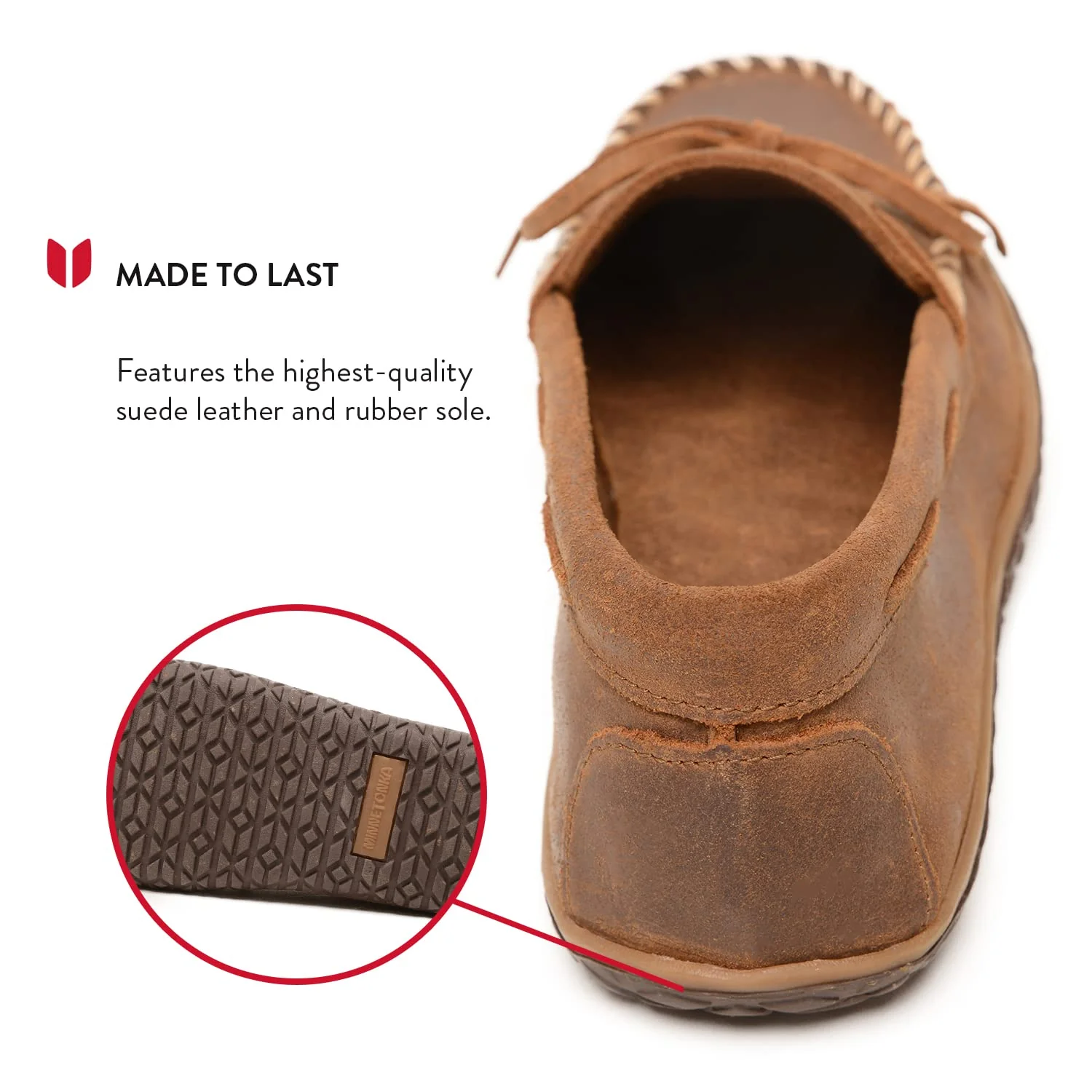 Minnetonka Tie Thread Slippers for Men - Brown Ruff - 10M - Image 4