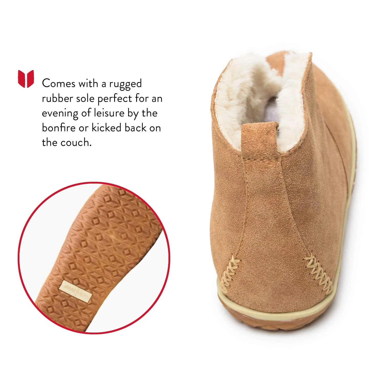 Minnetonka Tucson Women's Suede Pile-Lined Bootie Slippers, Water-Resistant, Cinnamon, 6, 40111 - Image 7