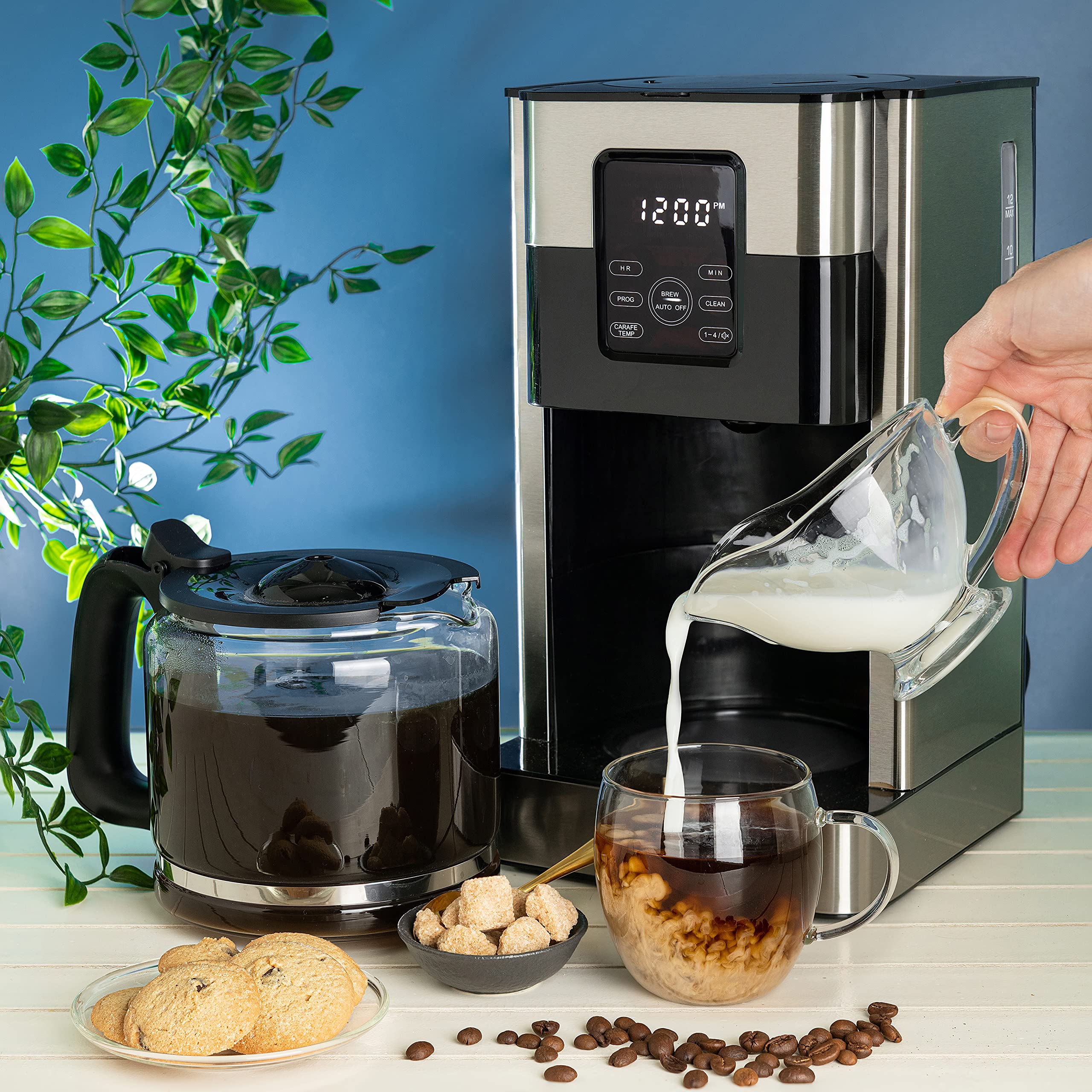 Mixpresso DCM-LCD/TS-12SS 12-Cup Drip Coffee Maker With LCD Touch Display, Programmable, Stainless Steel