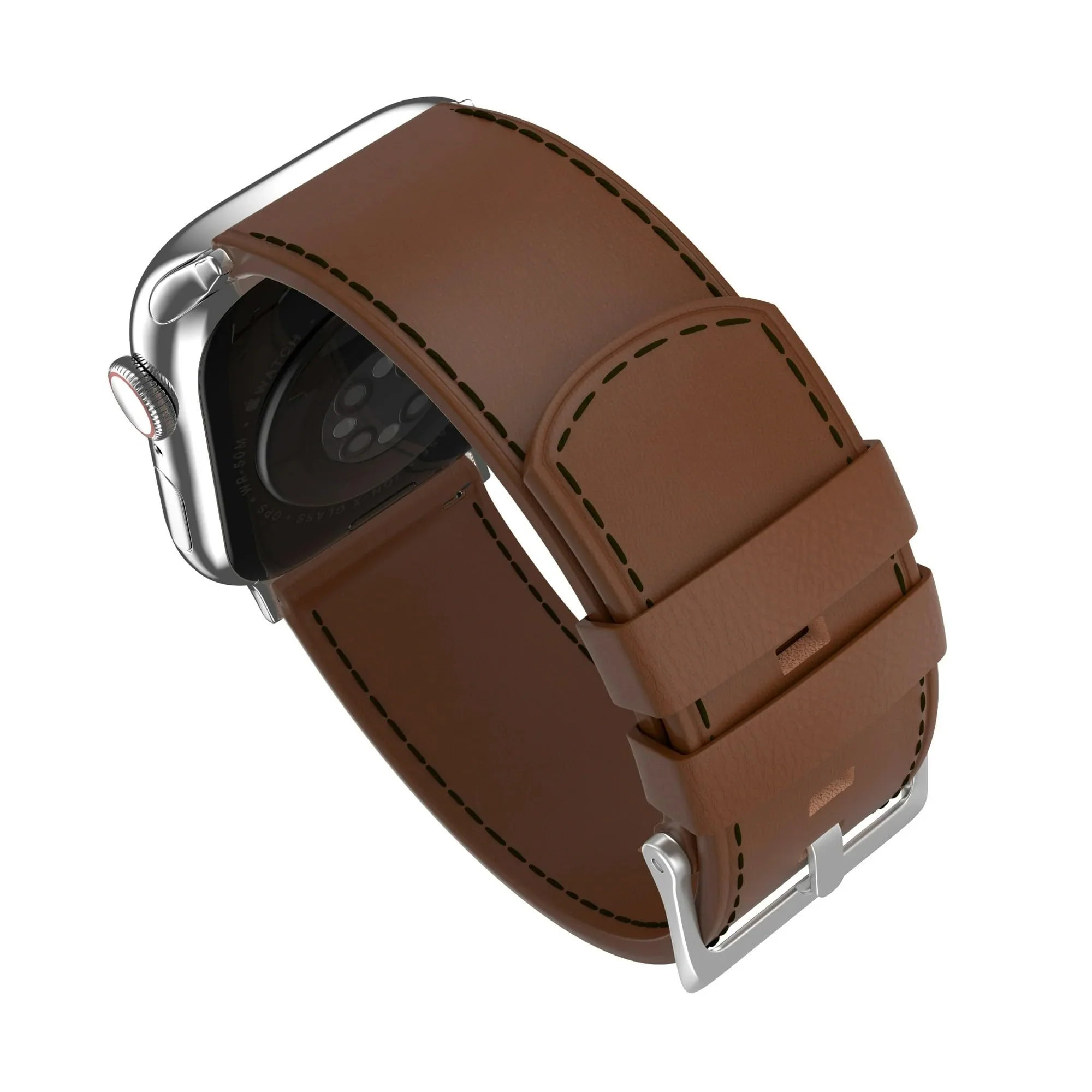 MobyFox Leather Watch Band, Premium Brown Genuine Leather, Compatible with Apple Watch Series 1-10 and Most 22mm Smartwatches, Stainless Steel Lugs, Pin-and-Tuck Buckle - Image 7