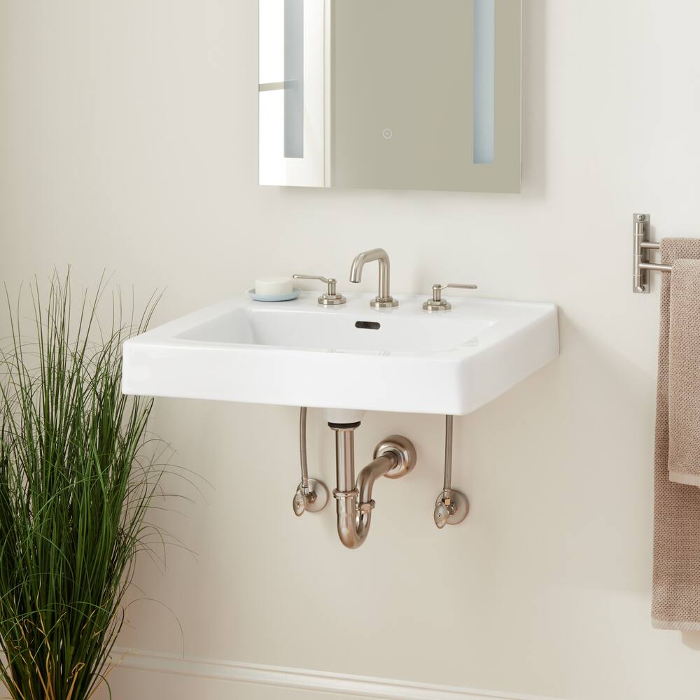 Modern Porcelain Sink - 8" Widespread