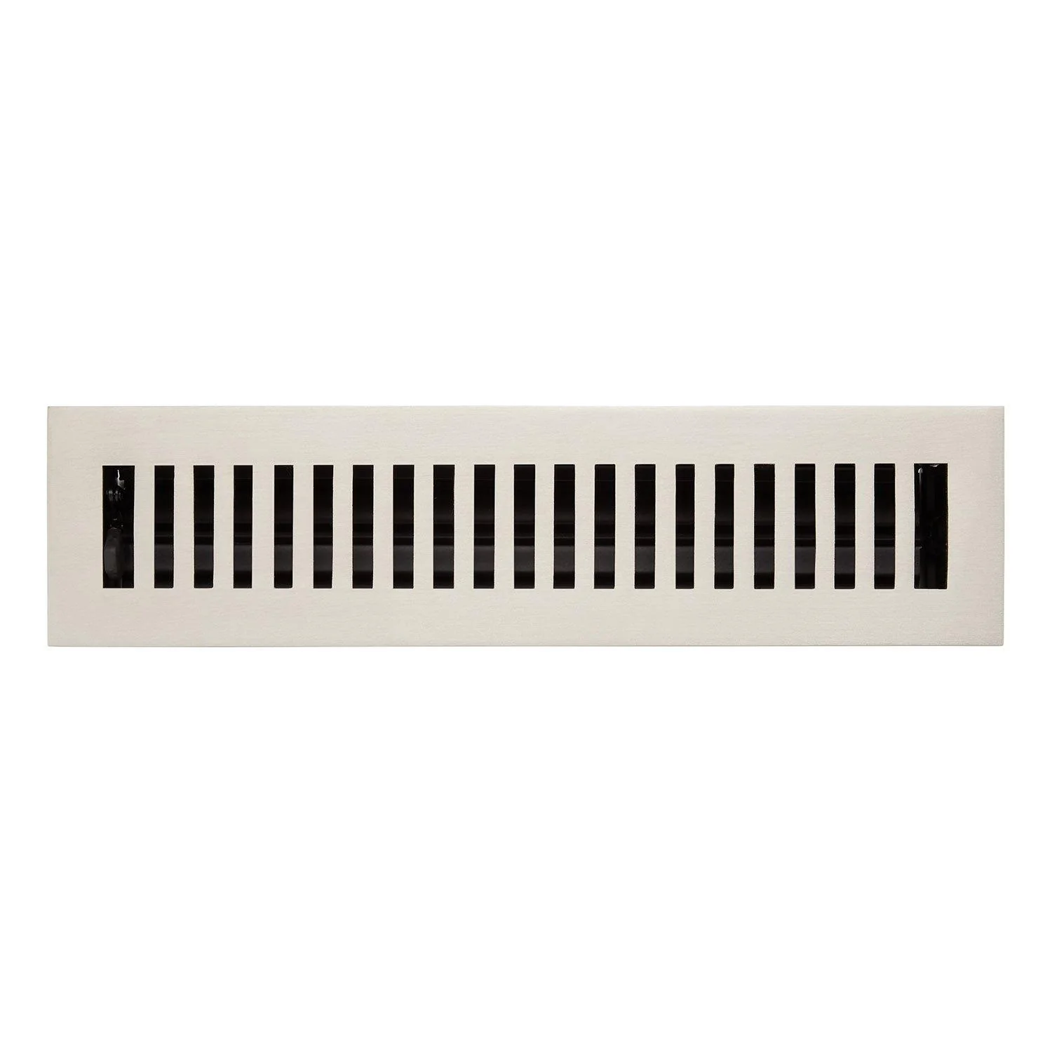 MODERN SOLID BRASS FLOOR/WALL REGISTER - BRUSHED NICKEL - 2-1/4 X 12 3-1/2 X 13-5/16 OVERALL