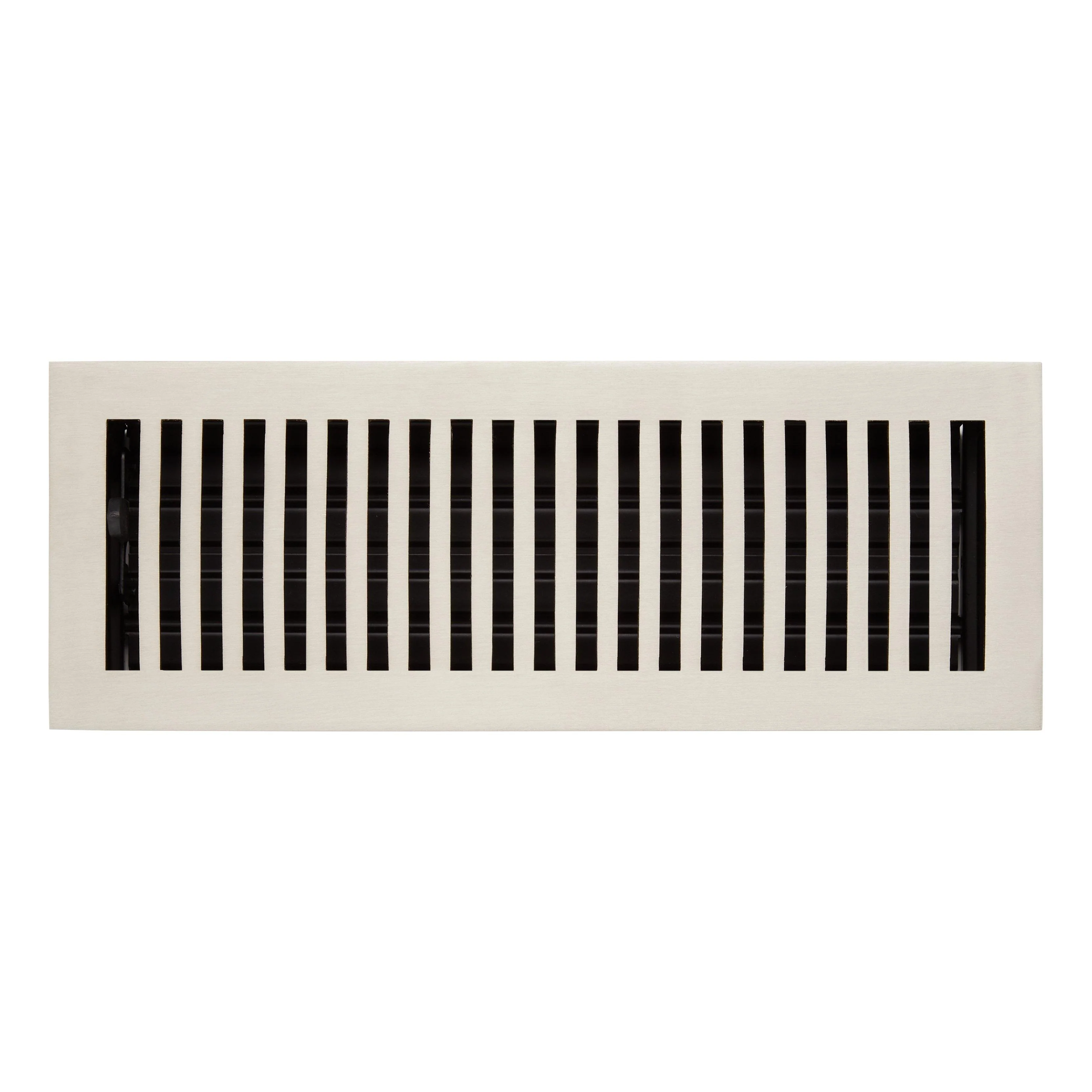 Modern Solid Brass Floor/Wall Register - Brushed Nickel - 4" X 12" (5-1/4" x 13-5/16" Overall)