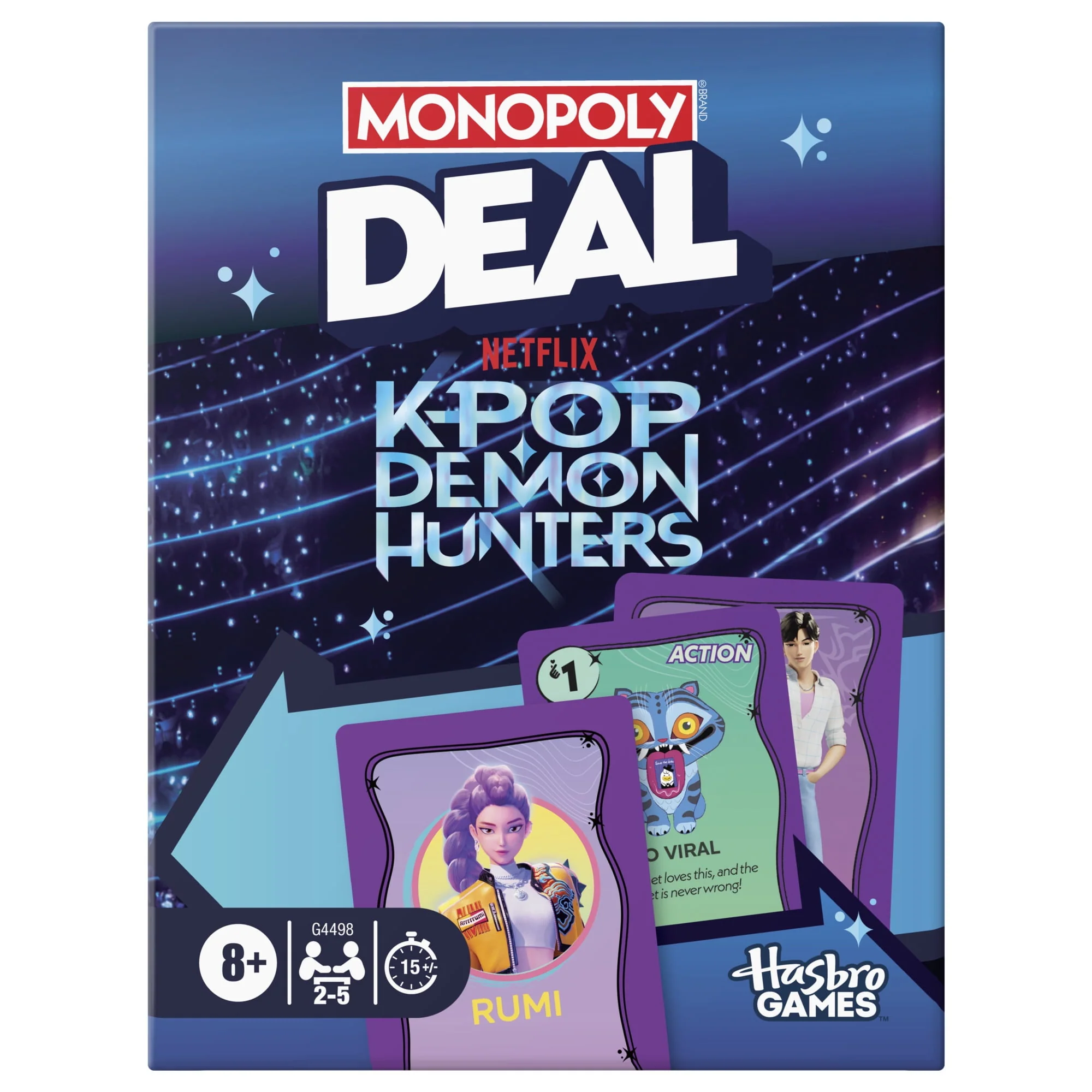 Monopoly Deal KPop Demon Hunters Card Game, Fast-Paced Family Game, Multi-Color, 110 Cards, Ages 8+