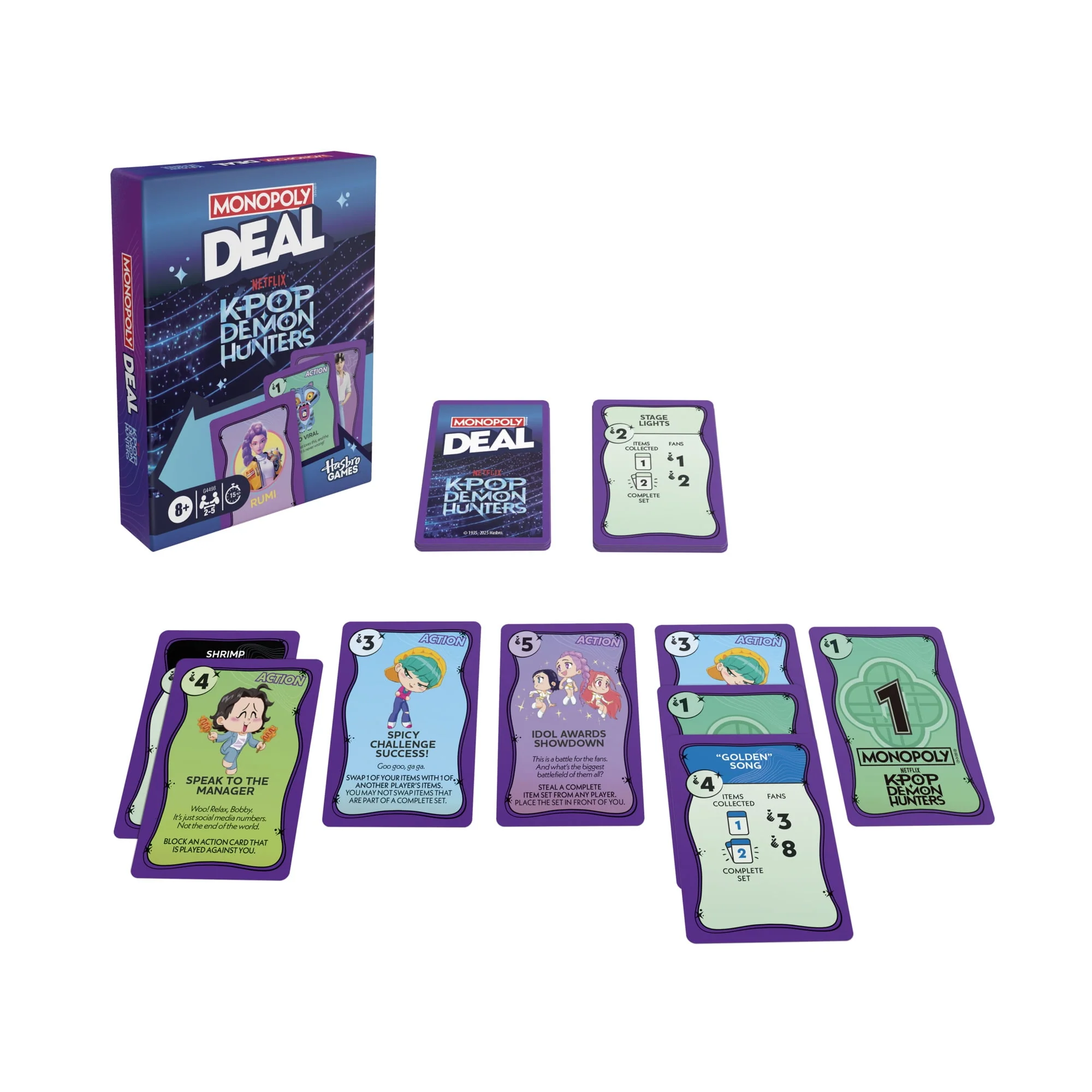 Monopoly Deal KPop Demon Hunters Card Game, Fast-Paced Family Game, Multi-Color, 110 Cards, Ages 8+ - Image 2