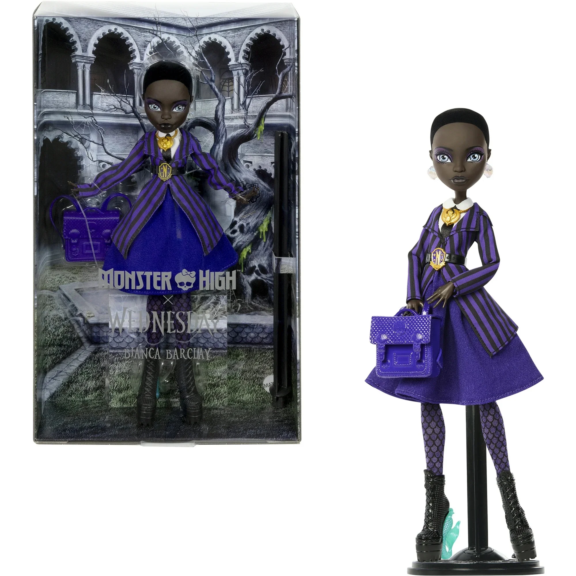 Monster High JDR71 x Wednesday Collectible Doll, Bianca Barclay in Nevermore Academy Uniform