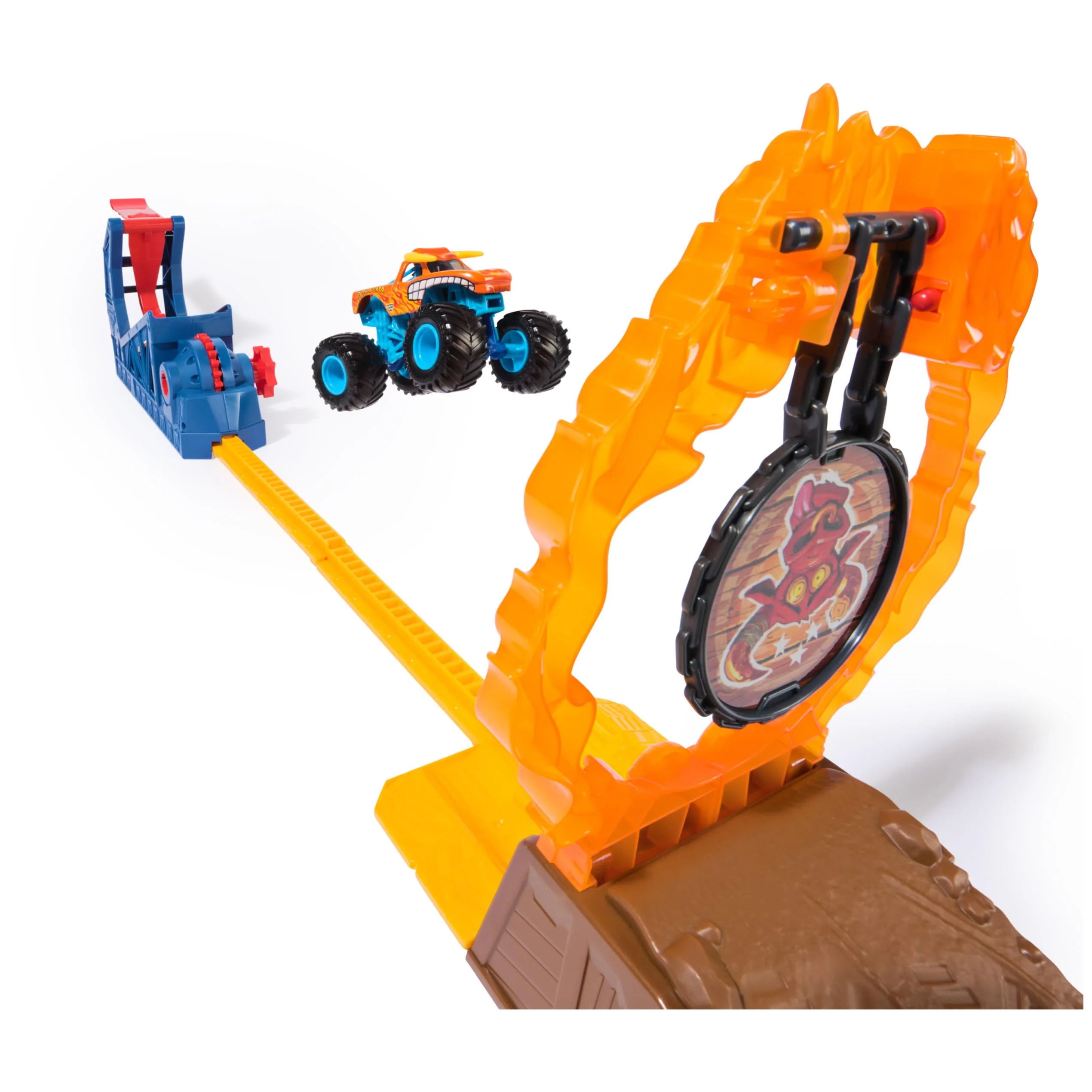 Monster Jam El Toro Loco Long Jump Playset, Exclusive Edition, Includes Die-Cast Truck, Ramp Launcher, Flaming Ring & Crush Cars, Stunt Toy for Kids Ages 3+ by Spin Master - Image 5