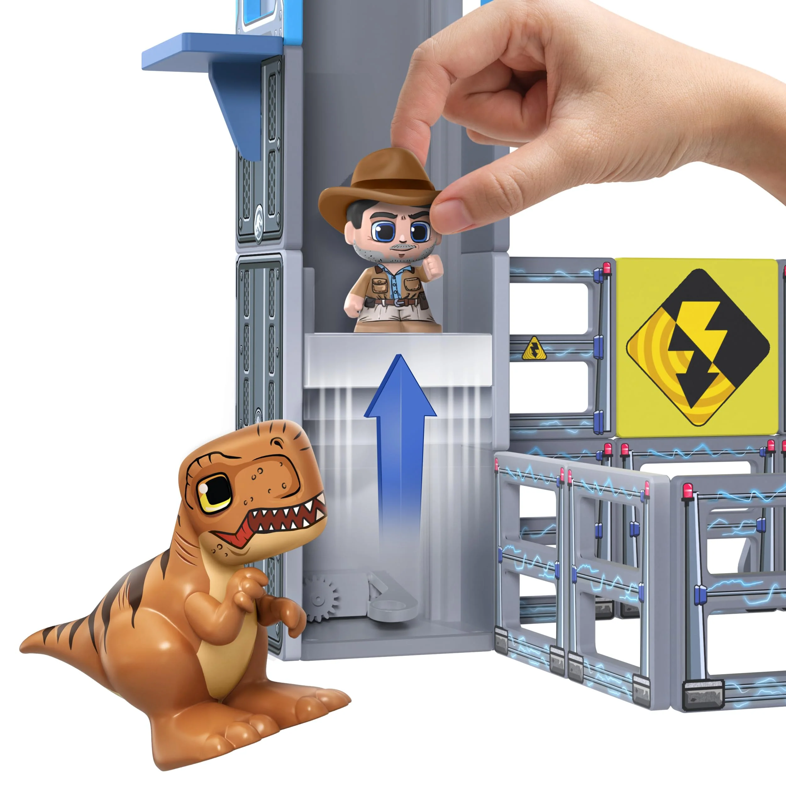 Moose Toys Tile Town Jurassic World Dino Escape Magnetic Tiles Playset, 78 Tiles, 2 Action Tiles, 6 Figures, Multicolor, 82073 - Image 8