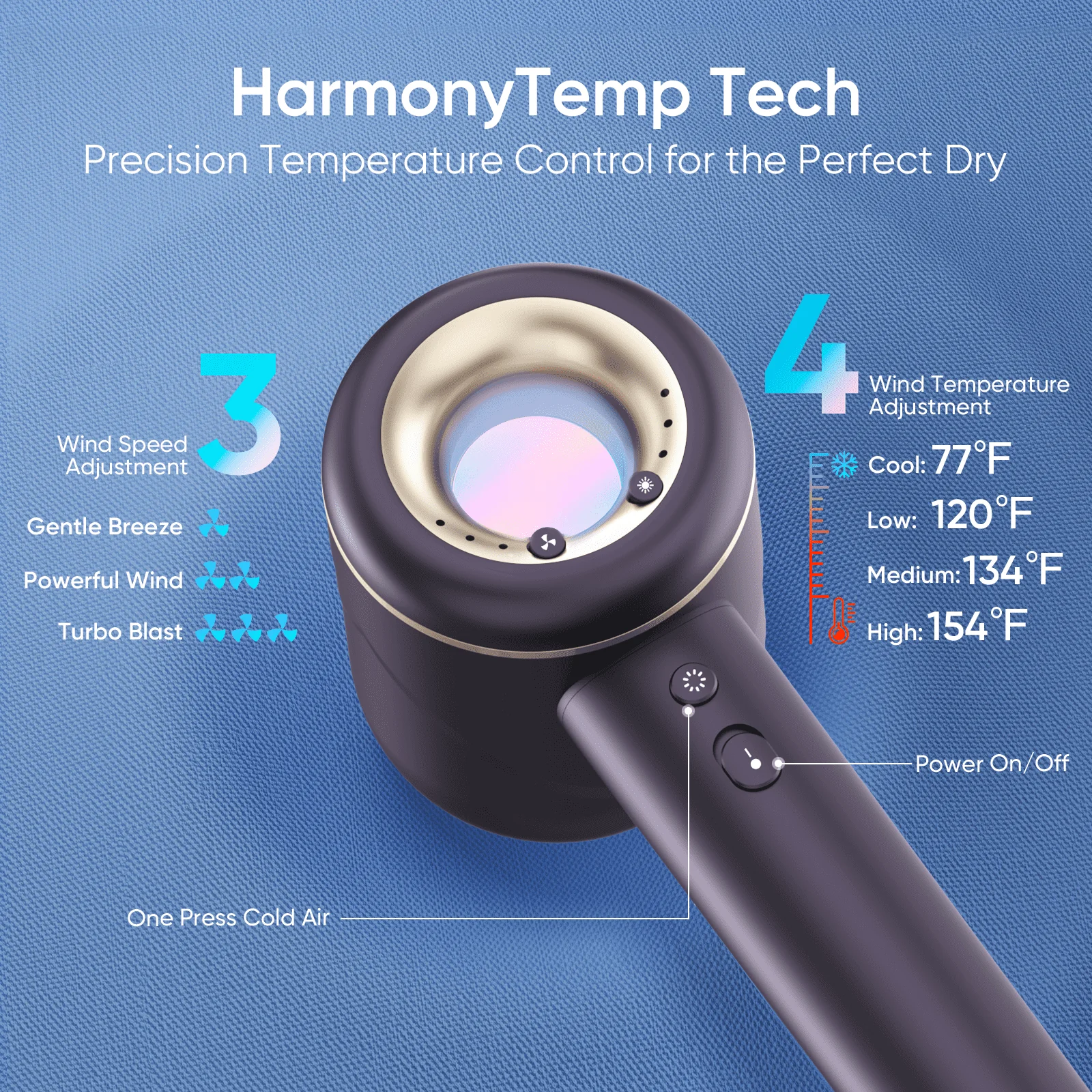 MOOSOO H2-P Ionic Hair Dryer with Magnetic Nozzle High Speed Blow Dryer 200M ions for Frizz-Free Shiny Hair for All Hair Types - Image 2