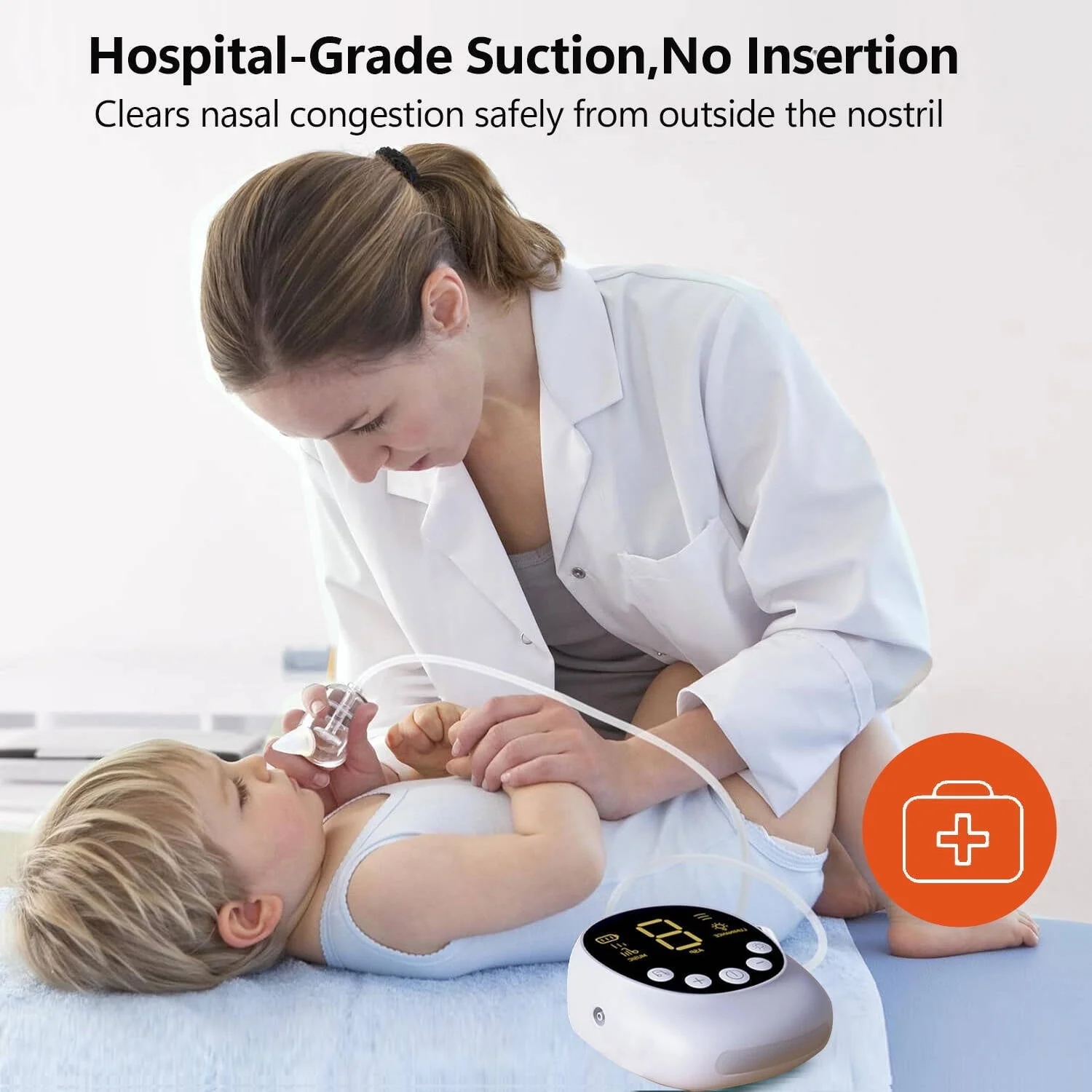 Morfone Nasal Aspirator for Baby, Hospital-Grade Electric Nose Cleaner with 9 Adjustable Suction Levels, Rechargeable, Includes 2 BPA-Free Silicone Tips, Night Light and Nursery Rhymes, 02XBQNUSH - Image 2