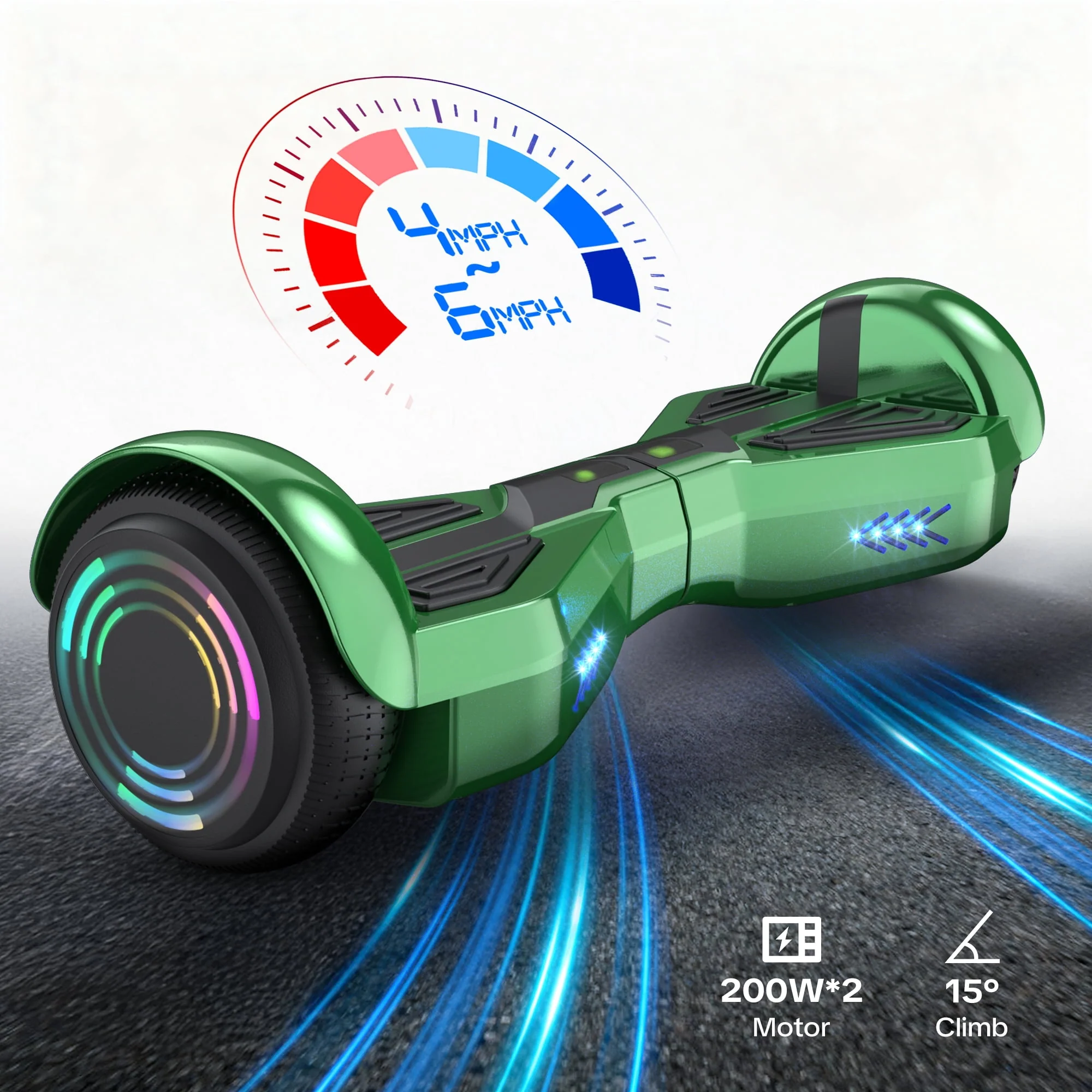 Mosta LBW19 Electric Hoverboard with New Version Bluetooth Hover Board, Green - Image 2