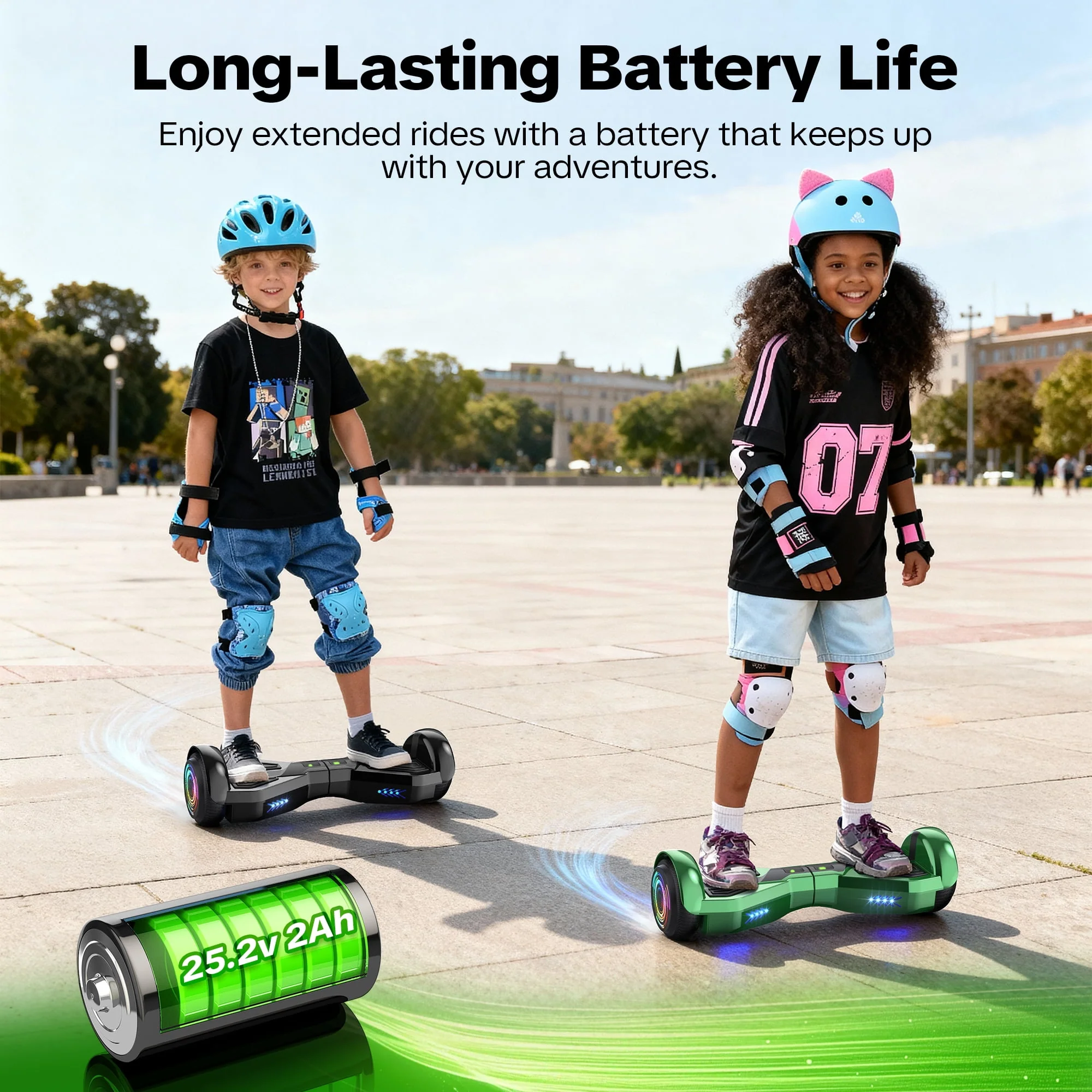 Mosta LBW19 Electric Hoverboard with New Version Bluetooth Hover Board, Green - Image 4
