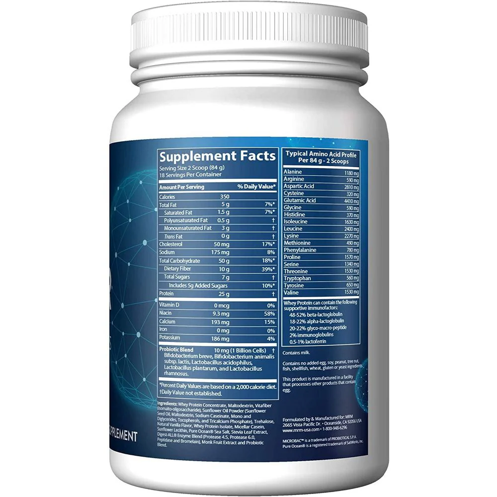 MRM Gainer Protein with Probiotics, Vanilla Flavor, 3.3 lb, 25g Whey Concentrate, Isolate, Micellar Casein, Digestive Enzymes, 18 Servings, 73006 - Image 3