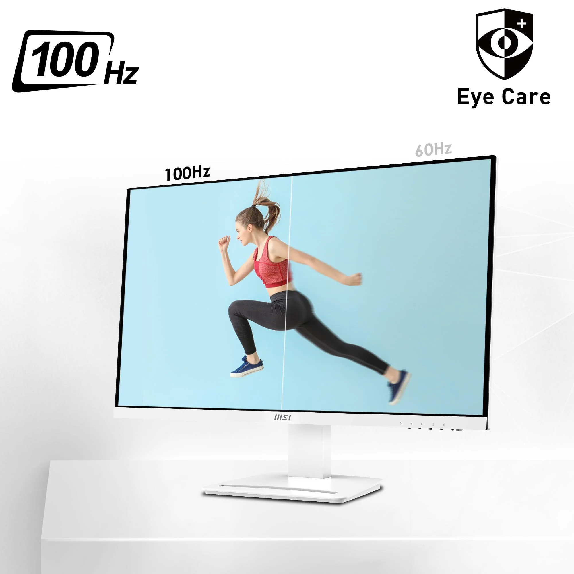 MSI Pro MP273AW 27in IPS LCD Computer Monitor, FHD 1920x1080, 100Hz Refresh Rate, 4ms Response Time, TV Certified Eyesight Protection, FreeSync, HDMI & DisplayPort, Matte White - Image 4
