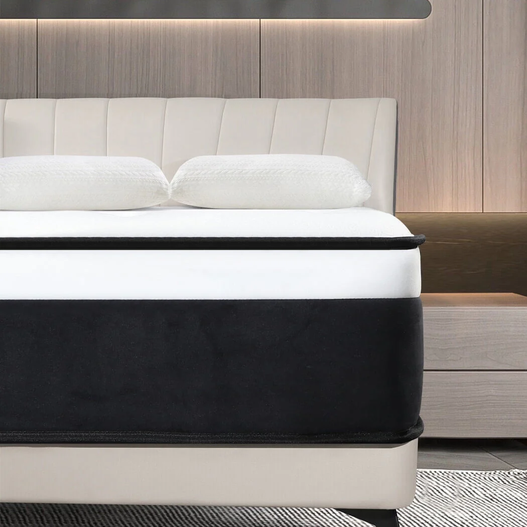 Mulinature Queen Hybrid Mattress 14 Inch Medium Firm Pocketed Coil Memory Foam White QMA