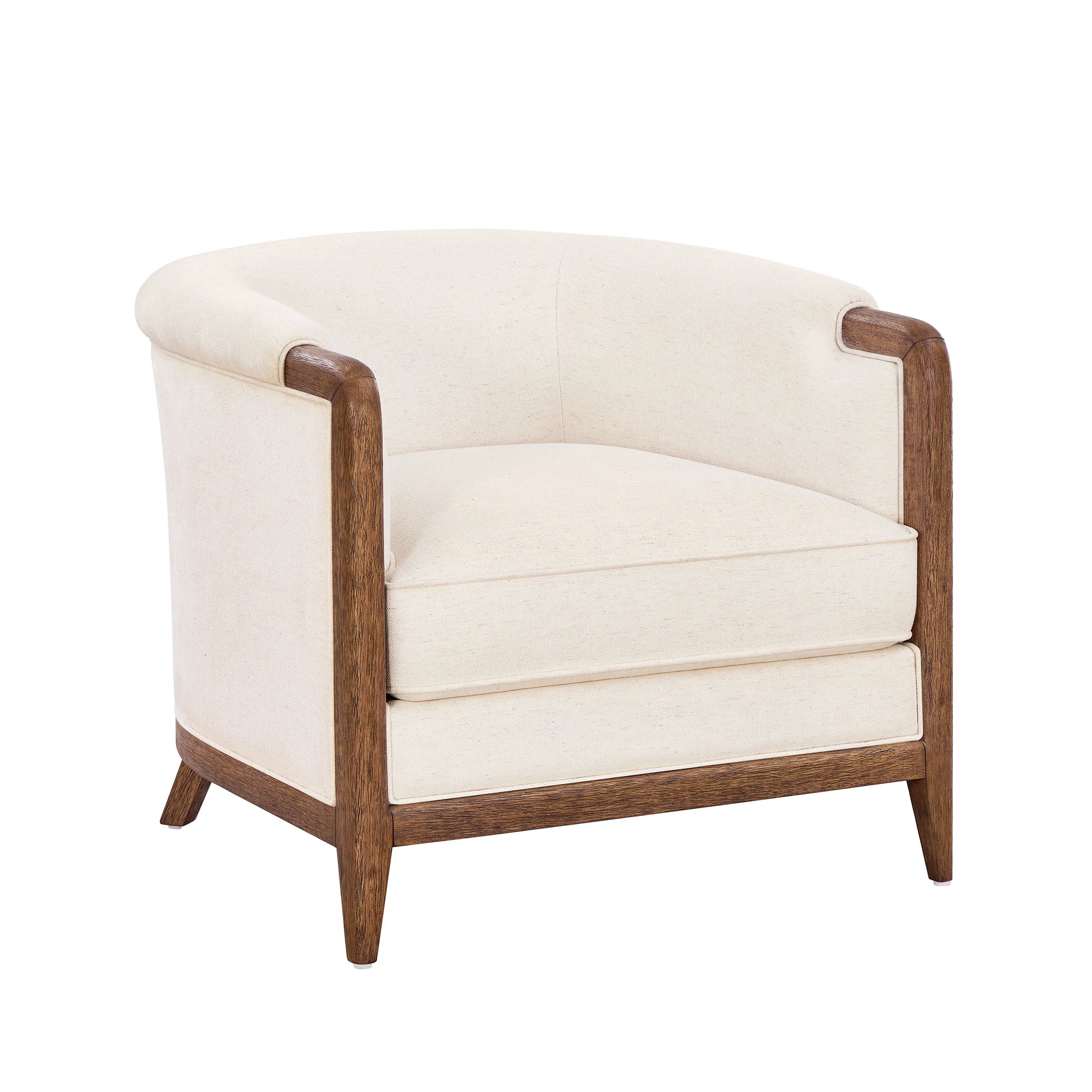My Texas House Campbell Wood Accent Chair, Cream Polyester Fabric, Solid Wood Frame, Peg-Style Legs - Image 2
