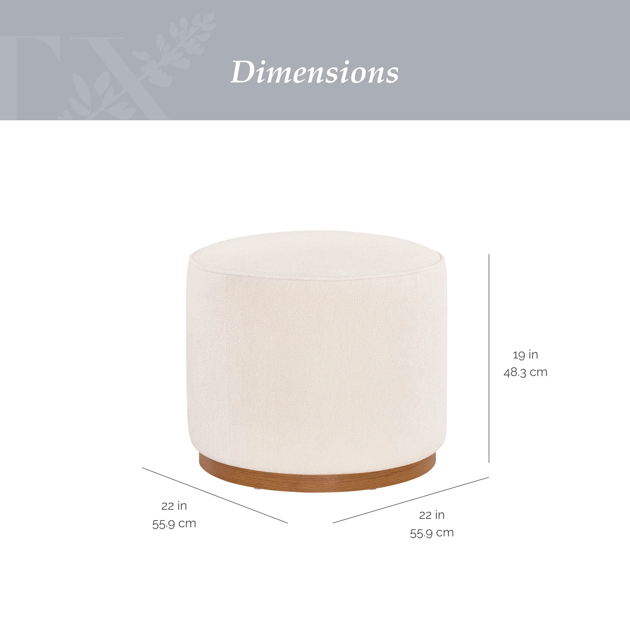 My Texas House MT4533796479001 Emerson Ottoman, Warm Brown Wooden Base, 22-Inch Width - Image 5