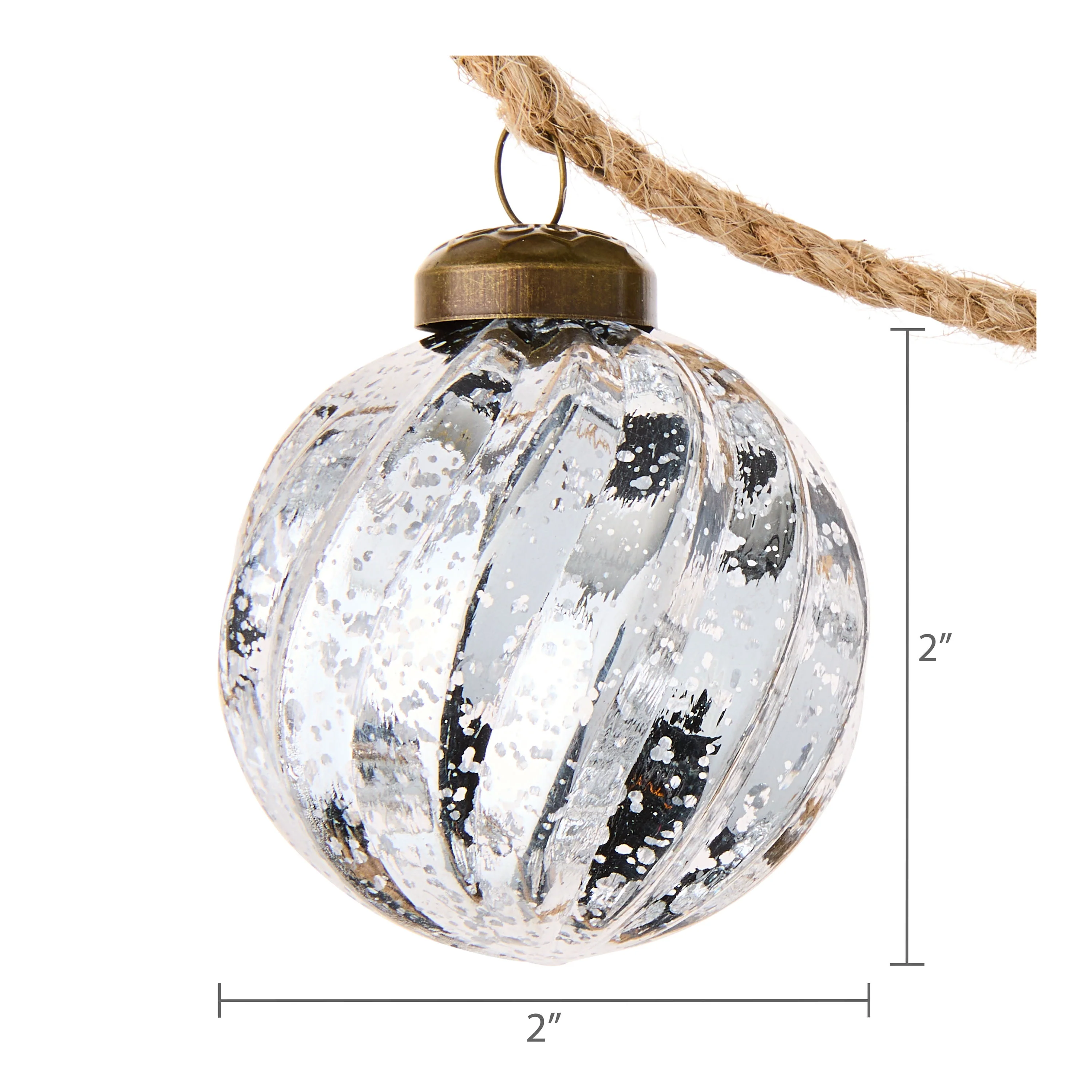 My Texas House Silver Shatterproof Ornament Christmas Garland, Mercury Glass-Style Finish, Natural Jute Rope, 72 in - Image 2