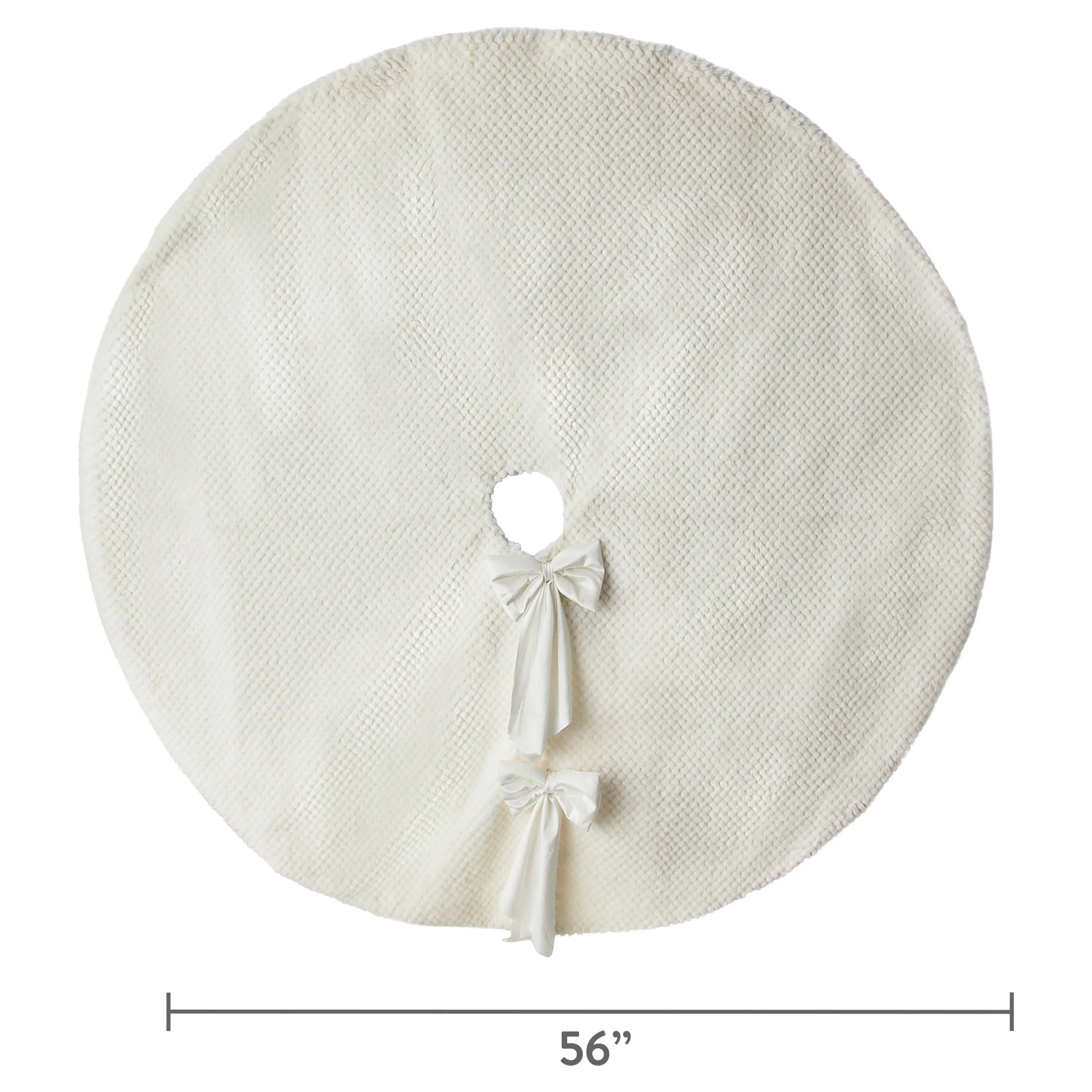 My Texas House White Fur Christmas Tree Skirt, 56 in, Soft Polyester, Solid White Glitter Design - Image 5