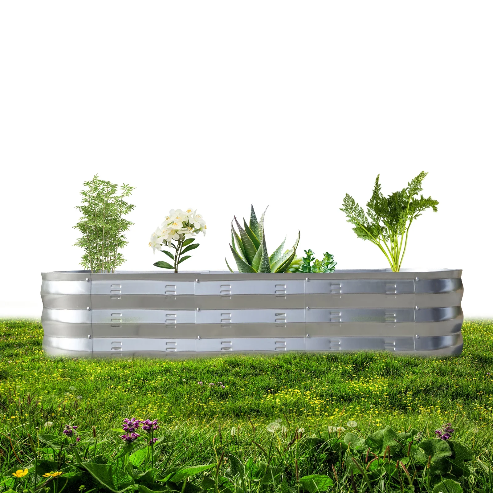 Nana Guard SYHC-XTY-SILVER-01 Raised Garden Bed Galvanized Metal Planter Box, 67"D x 20"W x10"H, 7 Cu. Ft. - Image 2