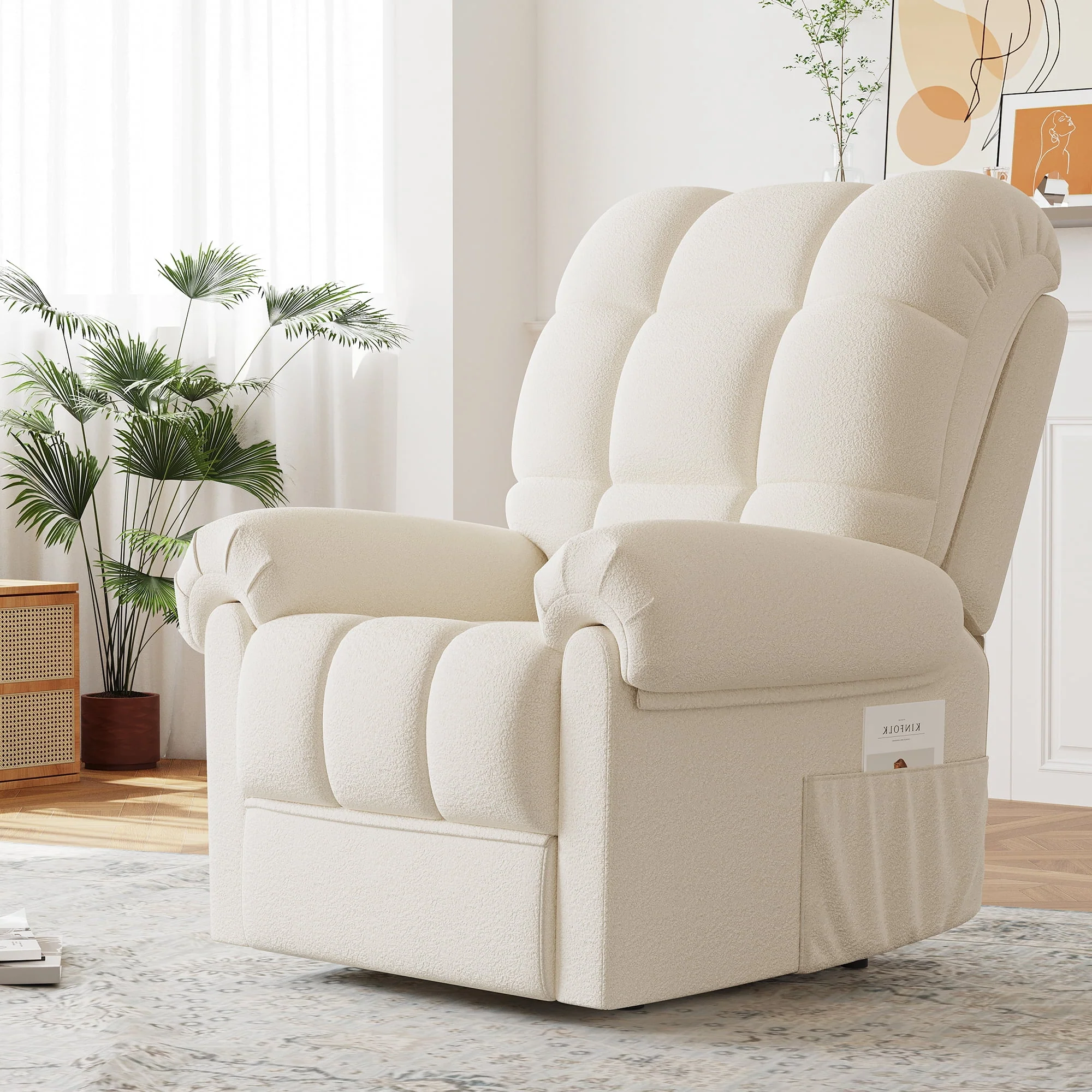 Neche GESE001 Power Electric Recline Sofa Chair for Adults with USB Port, White - Image 2