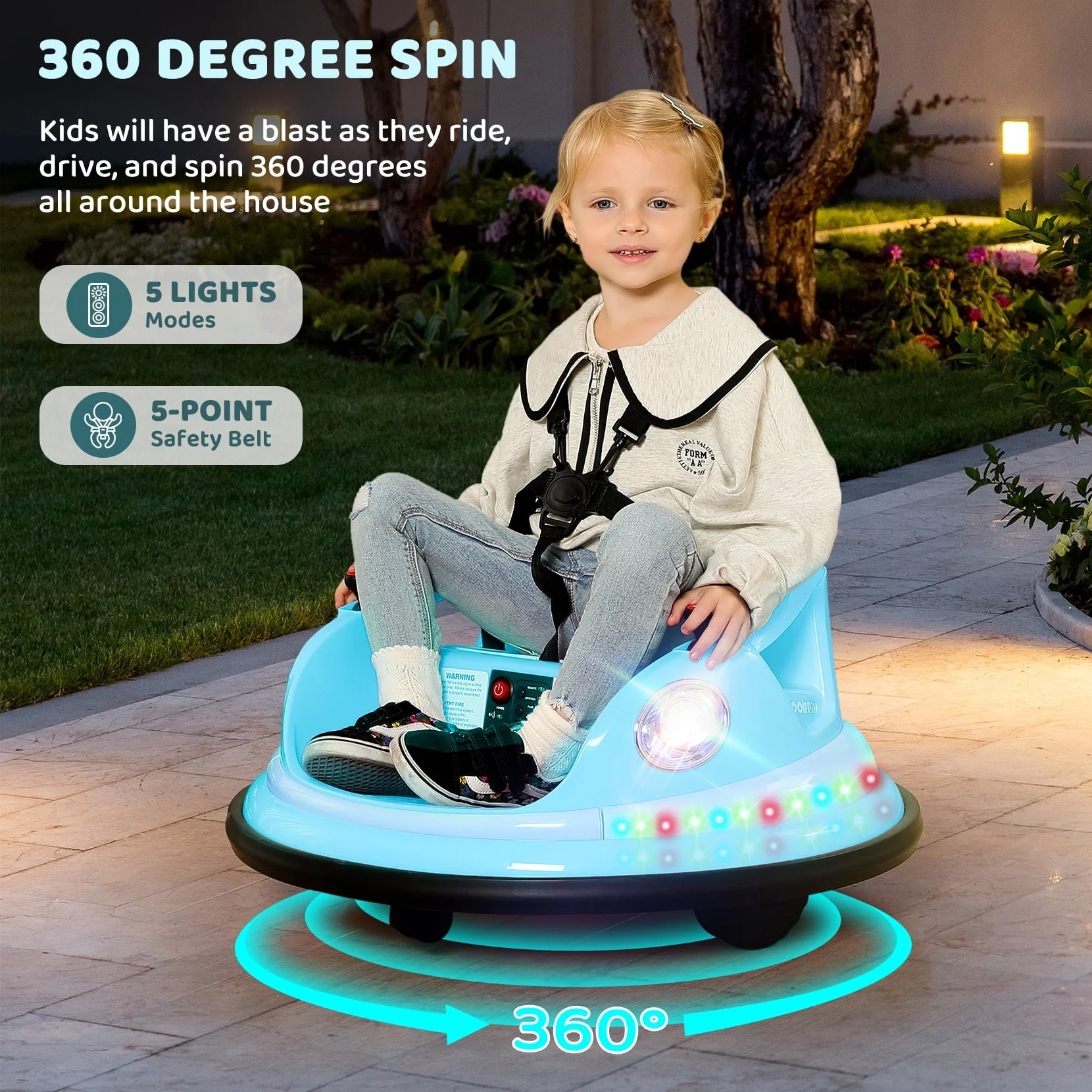 Neche WJL010LA-LB 12V Bumper Car with Remote, Light Blue - Image 2