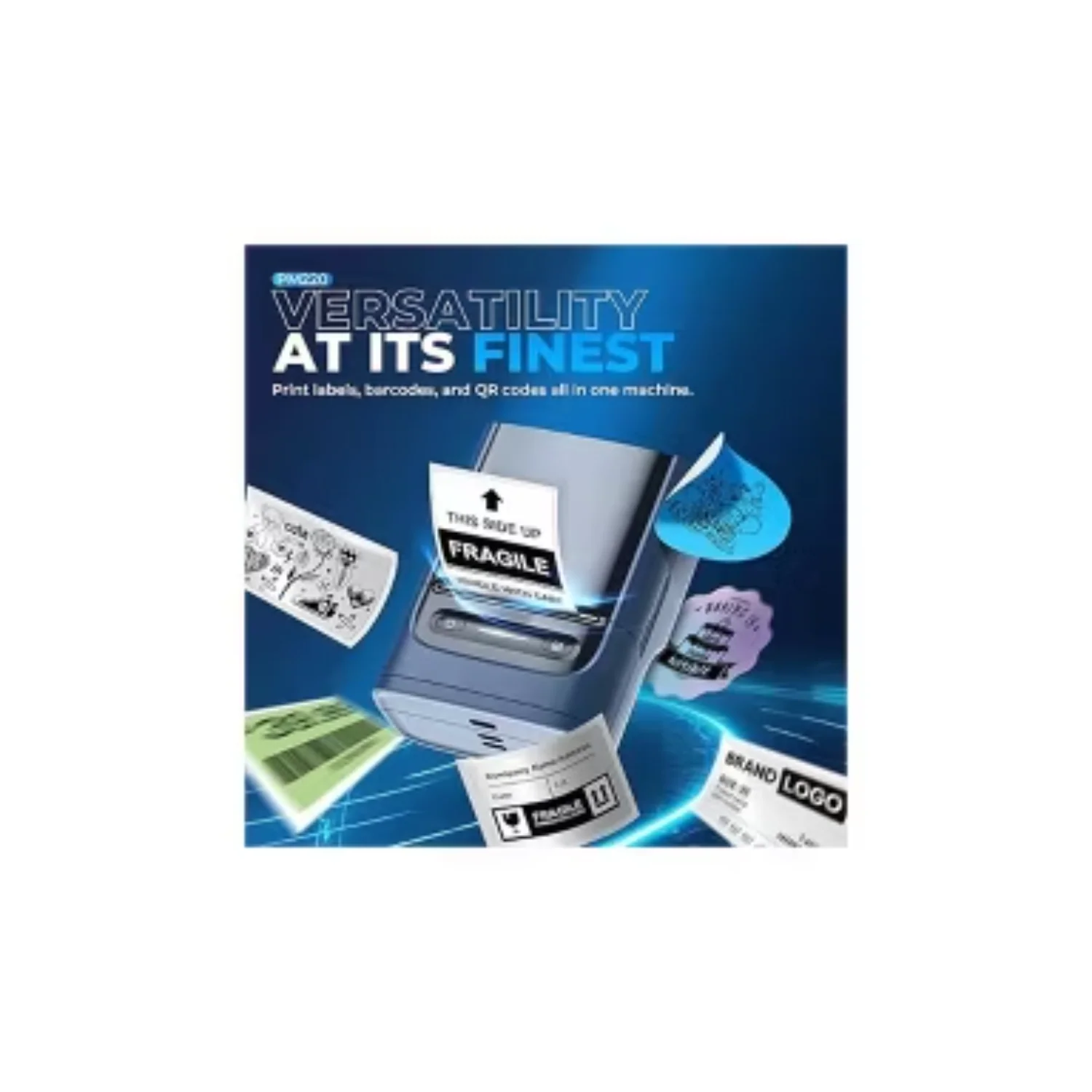 NELKO PM220 2" Portable Bluetooth Label Printer Blue with 50x30mm 100pc Roll and 40x30mm 230pc Roll - Image 4