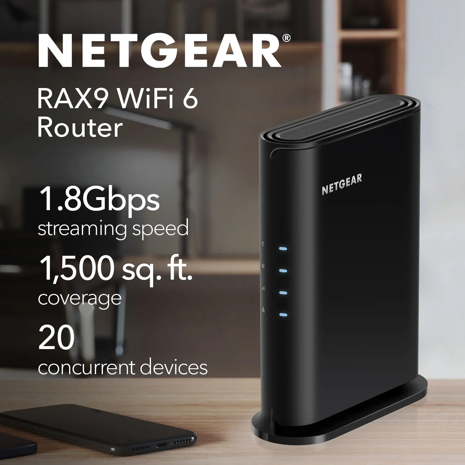 NETGEAR RAX9-100PAS Nighthawk AX1800 WiFi 6 Router, 1.8Gbps - Image 4