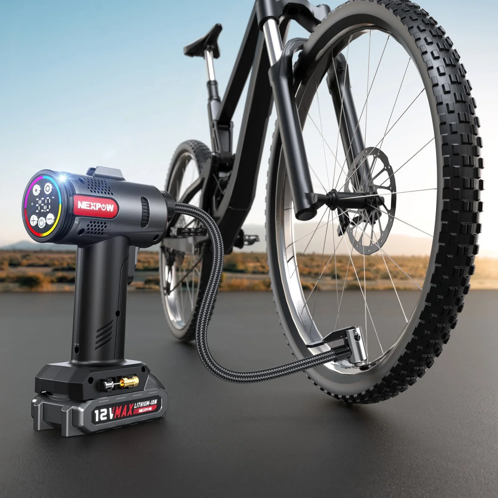 NEXPOW NP37 Tire Inflator Portable Air Compressor, Black - Image 2