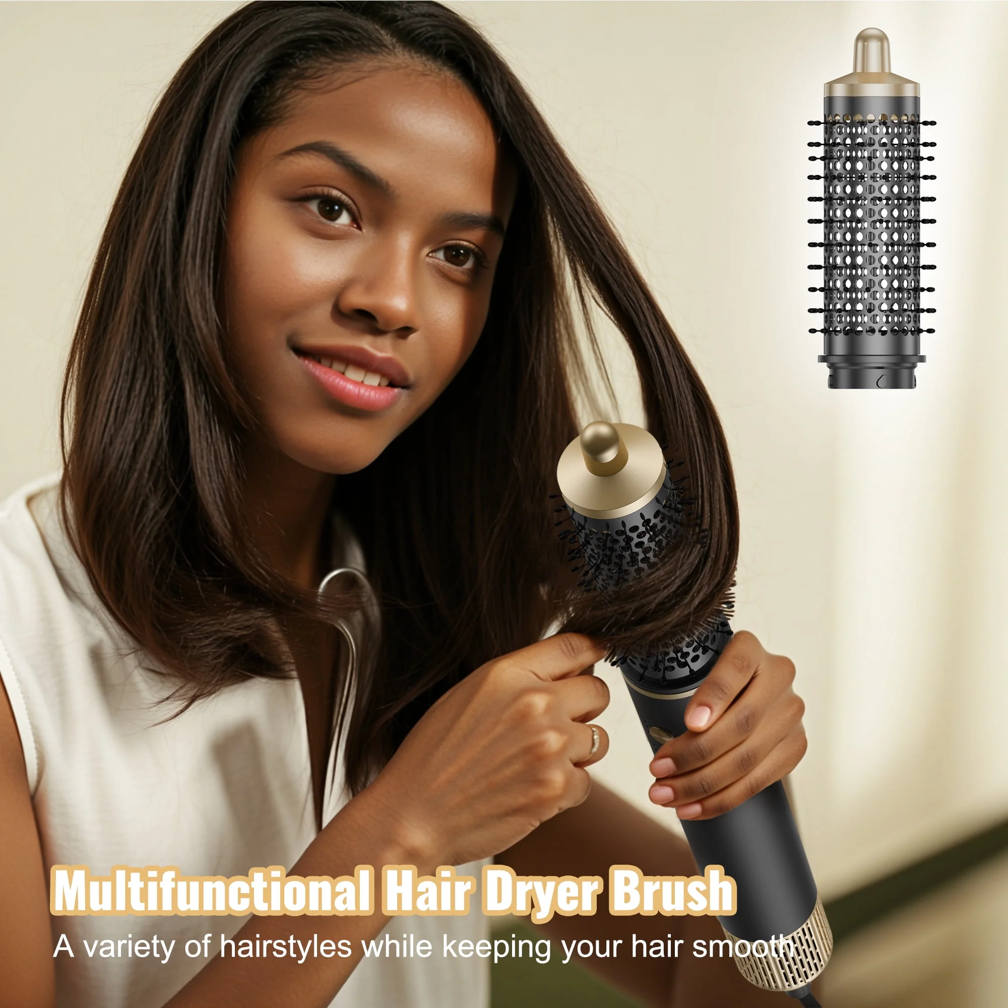 NEXPURE 5 in 1 Hair Styler with 110,000 RPM High-Speed Negative Ionic Hair Dryer, Black - Image 4