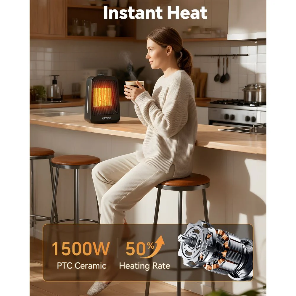 NFTIGB 1500W PTC Portable Desktop Electric Space Heaters, Black - Image 2