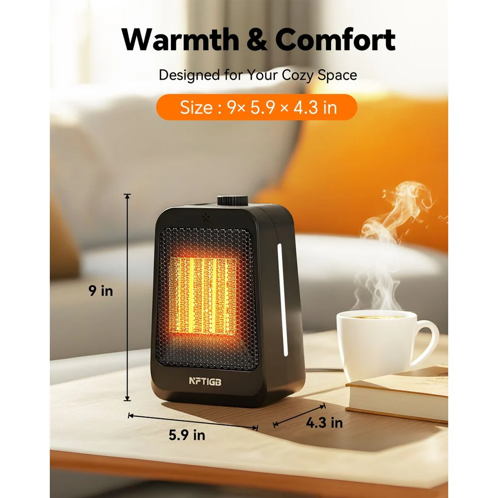 NFTIGB 1500W PTC Portable Desktop Electric Space Heaters, Black - Image 5