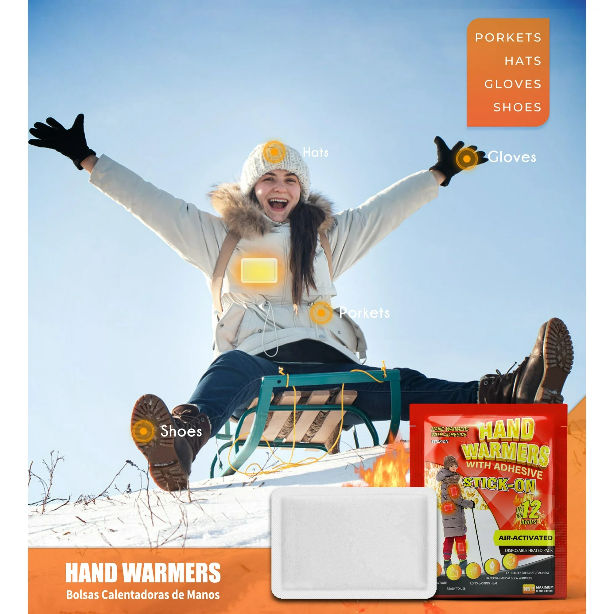 NFTIGB Body Warmer Hand Warmers with Adhesive Backing, Disposable 85Pcs, Long Last Safe Heated 12H