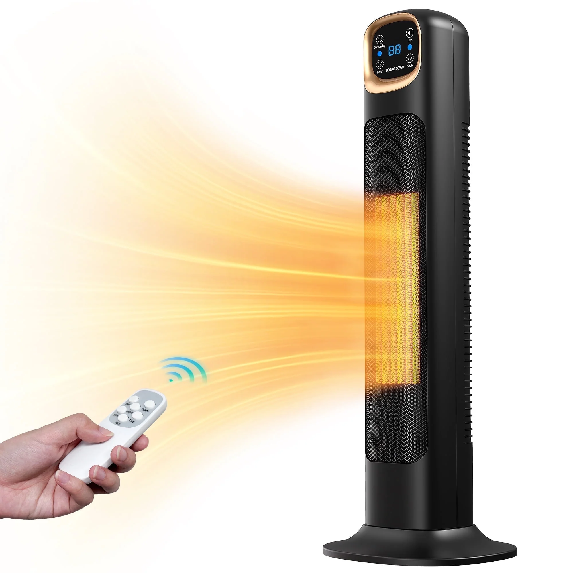 NFTIGB Electric Tower Heater, 1500W PTC Ceramic Fast Heating, 24 in, Black