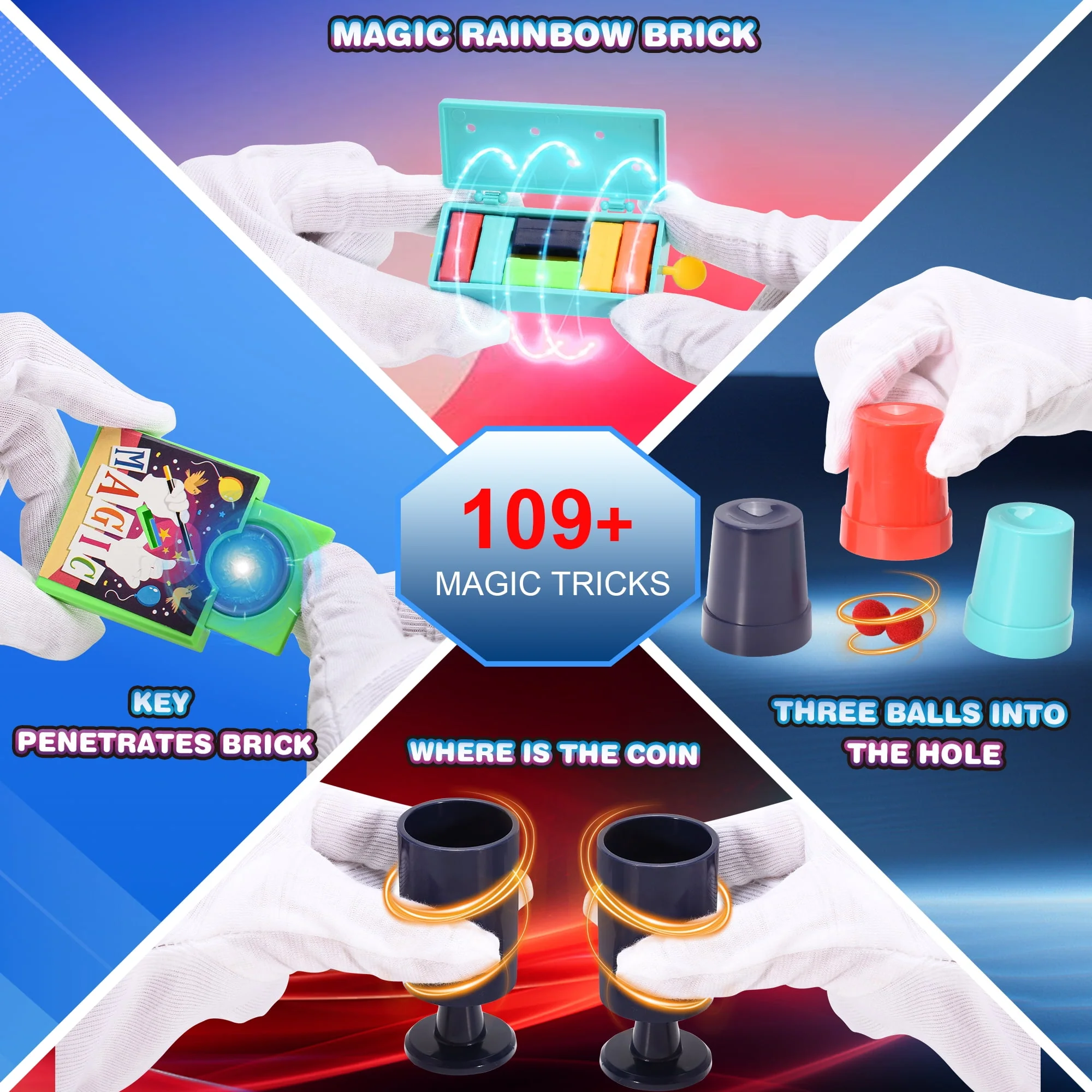 Nicella Y-L006-001 Magic Kit for Kids, 109 Magic Tricks, STEM Toy with Manual and Video Tutorials, Birthday Gift for Boys and Girls Age 6-12 - Image 2