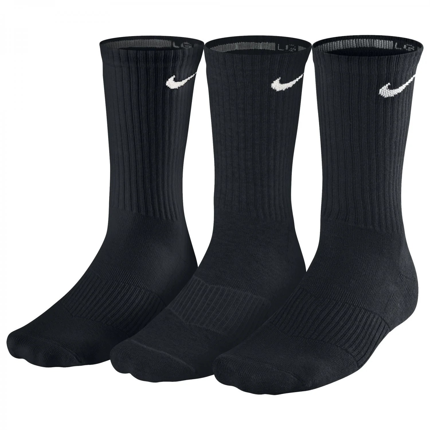 Nike Equipment Performance Cushion Crew Training Socks, Dri-FIT Moisture-Wicking, Black/White, 3-Pack, Small