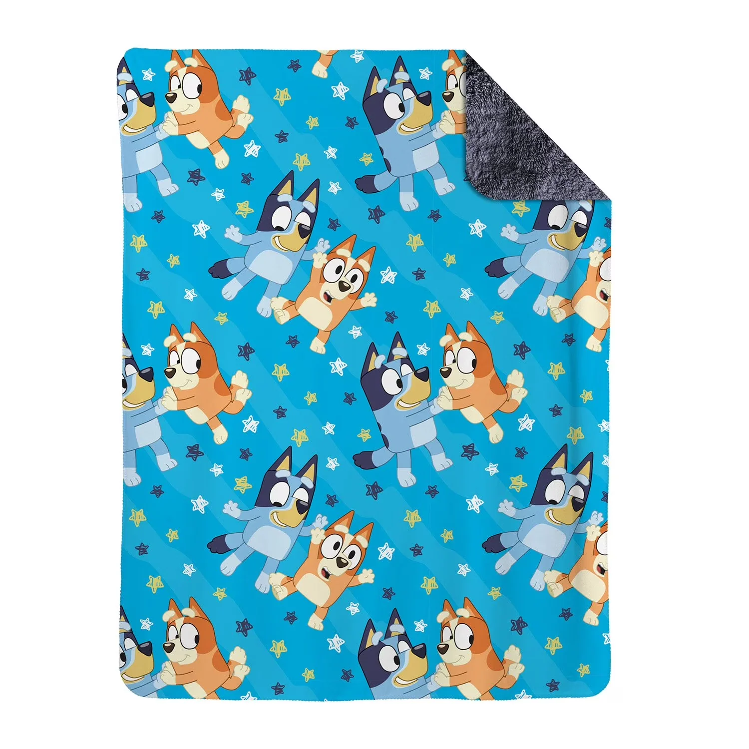 Northwest Character Plush Faux Fur Kids Throw Blanket, 50" x 60", Bluey Dancing Stars