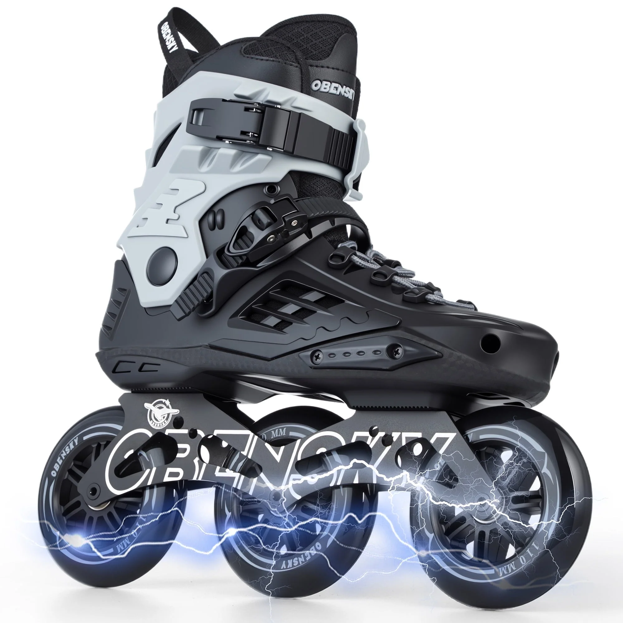 OBENSKY Knight-2 Adult Inline Speed Skates for Men & Women, 110mm Roller Blades Black&Gray