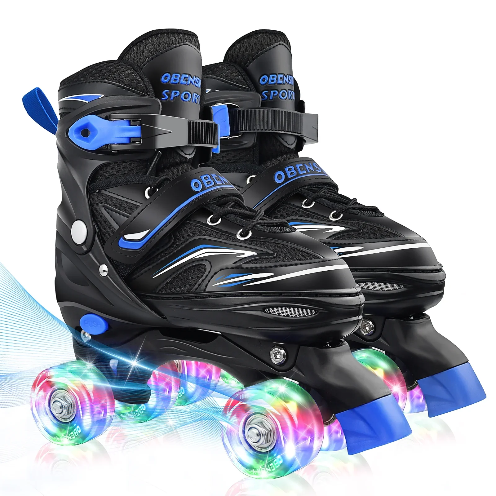 OBENSKY M2BL411001 Roller Skates, 4 Size Adjustable for Girls & Boys w/ Light up Wheels-Blue/Pink - Image 3