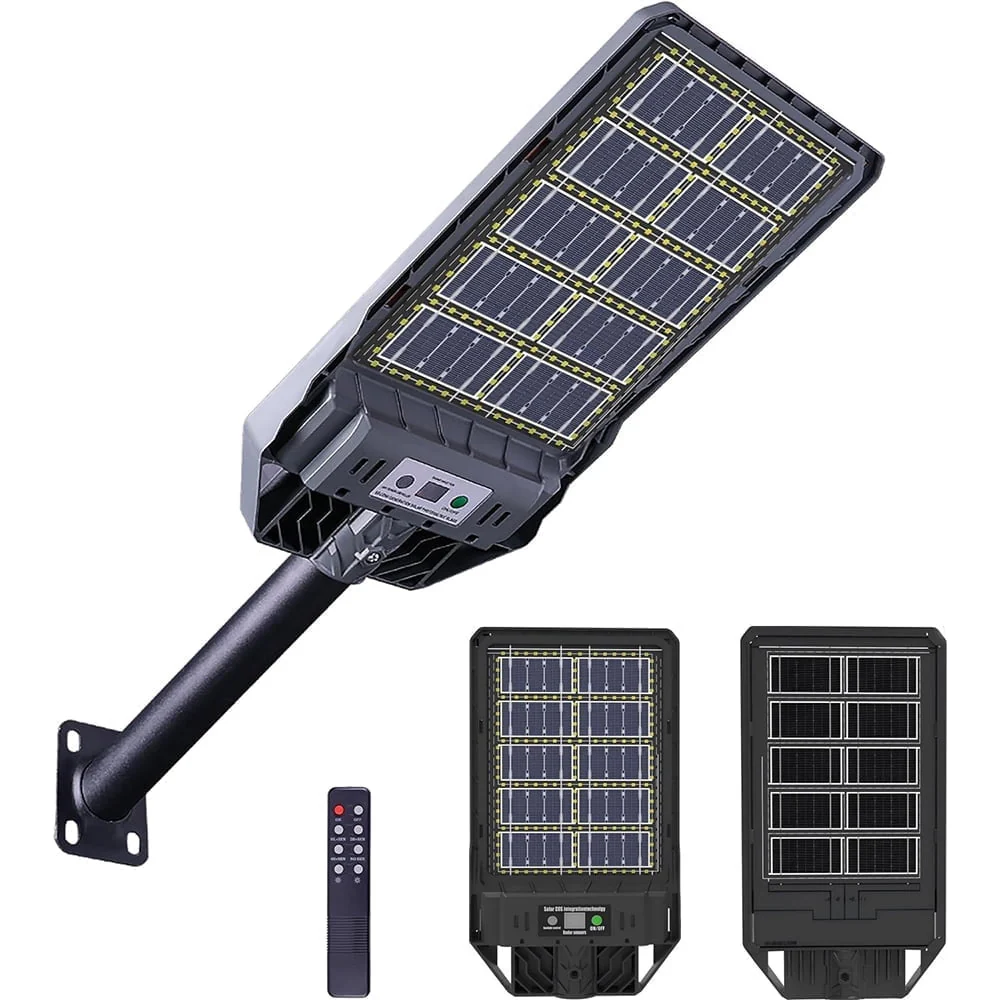 OCEST Solar Street Light Outdoor, 66000 Lumens, Double-Sided Monocrystalline Solar Panel, Motion Sensor, Dusk to Dawn, IP65 Waterproof, Remote Control