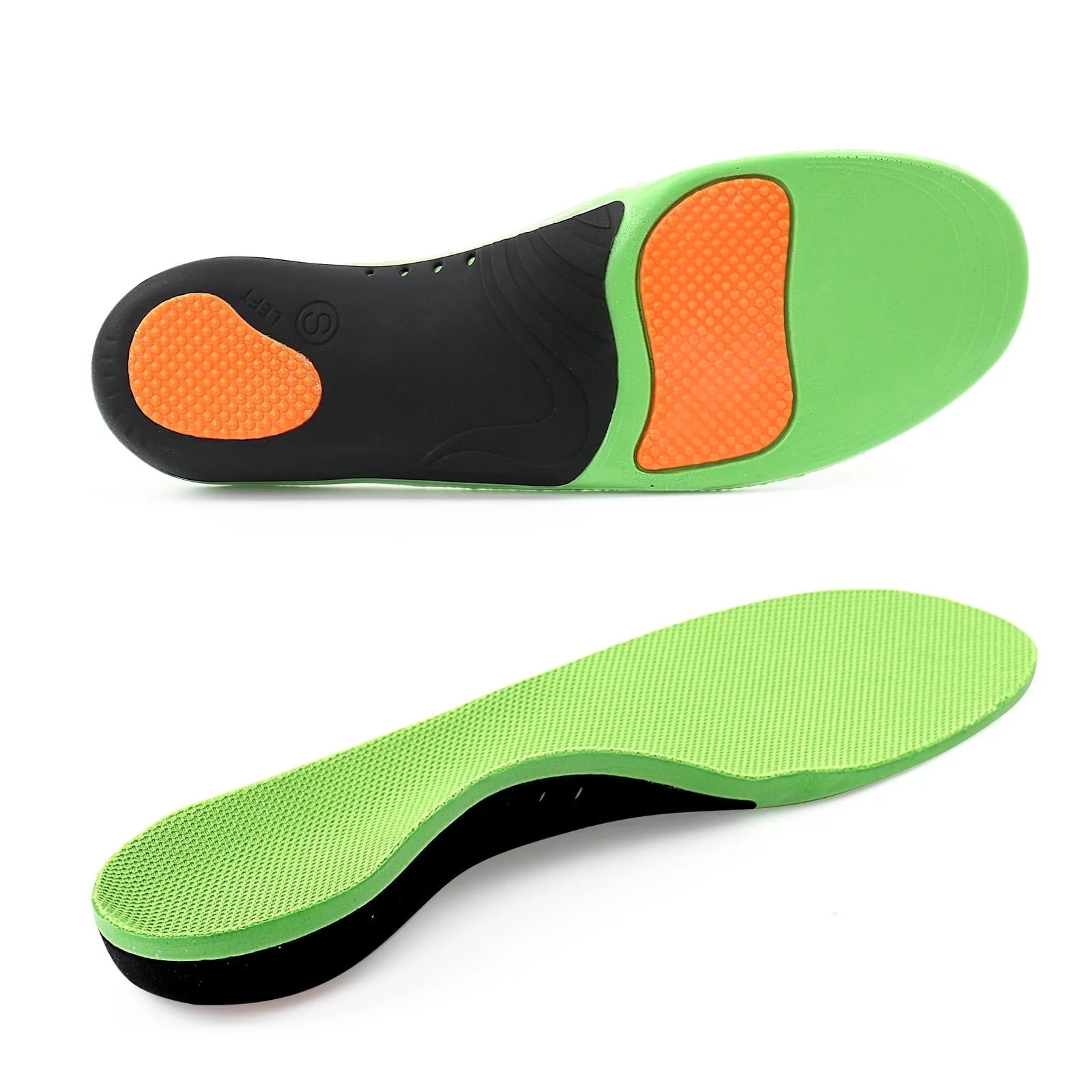Okaka Heavy Duty Support Insole Arch Support, Shoe Insert Orthotics for Flat Feet (Men/ Women, M), Green