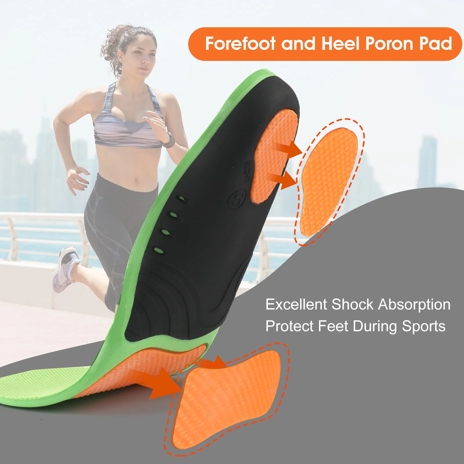 Okaka Heavy Duty Support Insole Arch Support, Shoe Insert Orthotics for Flat Feet (Men/ Women, M), Green - Image 7