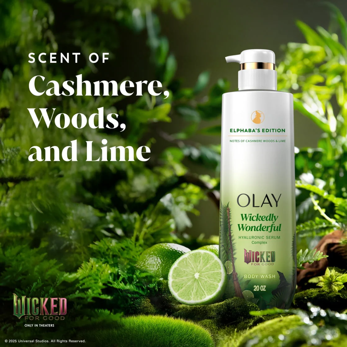 Olay Wicked Holiday Gift Pack, Hydrating Serum Body Wash Duo, Glinda Raspberry & Elphaba Cashmere Woods, 20 oz Each - Image 3