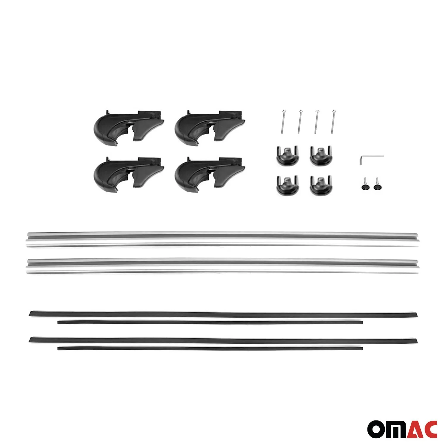 OMAC Roof Rack Cross Bars, Aluminum, 56 Inch, Black, Fits Raised Roof Rails, Lockable, 165 Lbs Capacity - Image 9