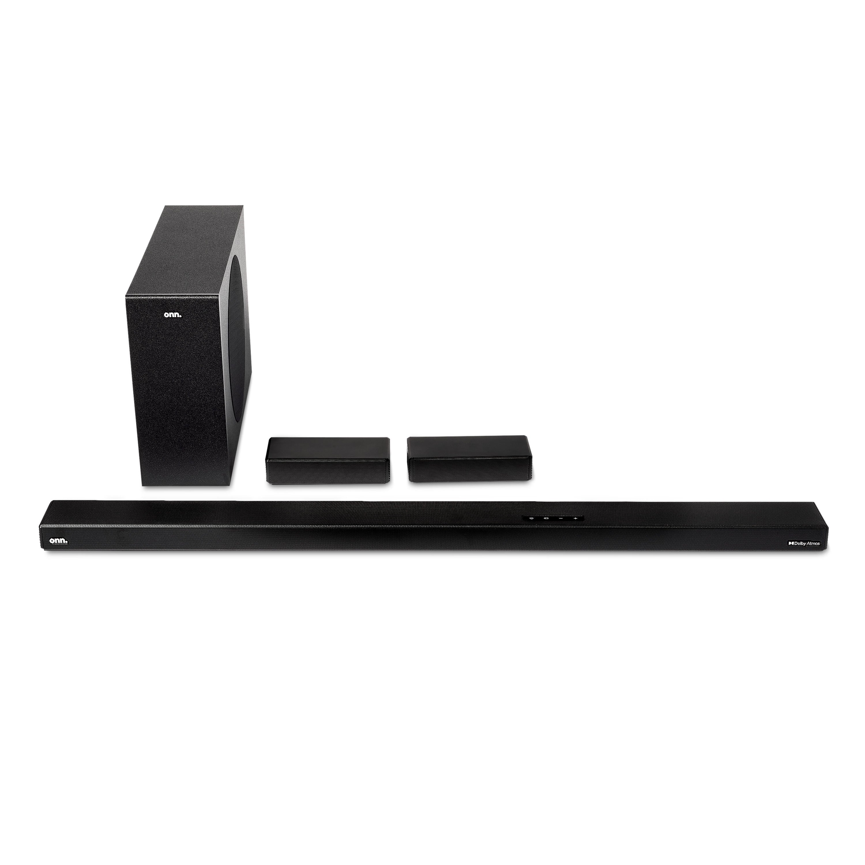 onn. 100135498 5.1 Ultra-Slim Surround Soundbar System with Dolby Atmos, Black, 36"