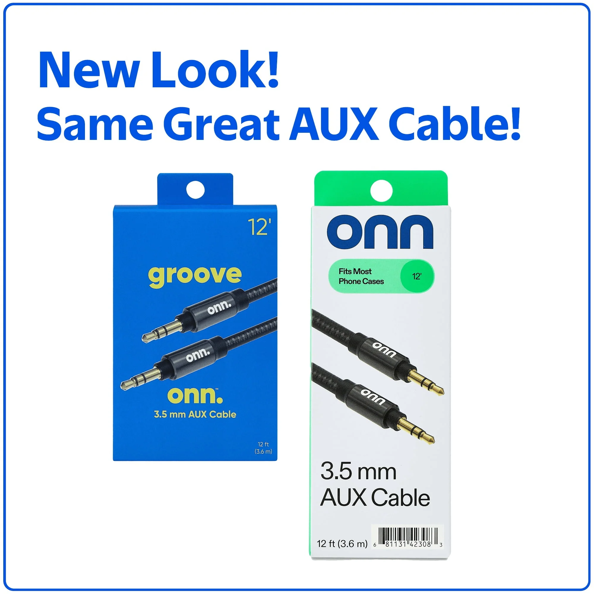 Onn 12ft 3.5mm AUX Cable, Gold-Plated Connectors, Braided PVC Jacket, Dual-Shield Protection, Black - Image 2