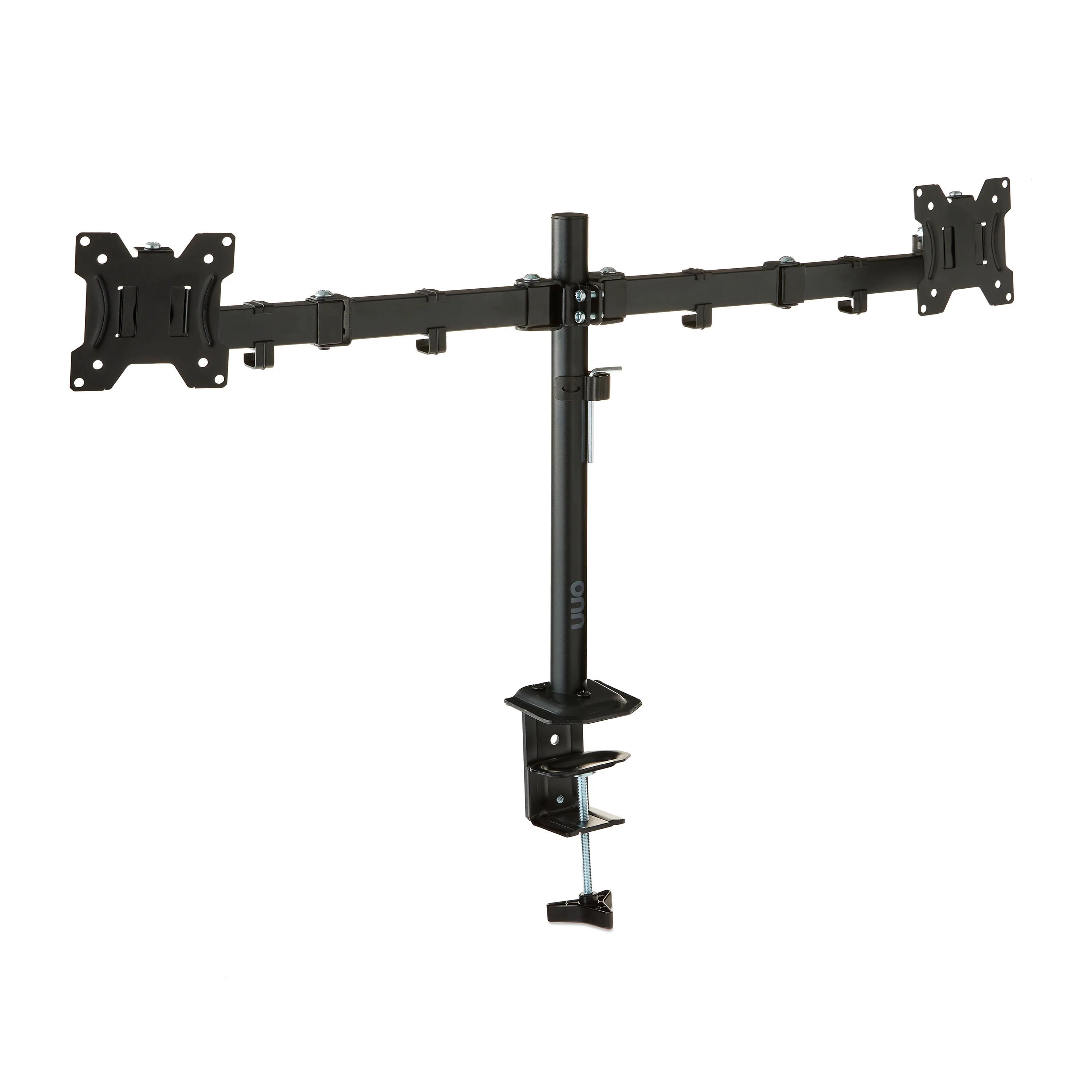 onn Full Motion Dual Monitor Desk Mount, Fits 2 Screens 13-32 Inches, 45 Tilt, 90 Swivel, VESA Compatible, Black - Image 2