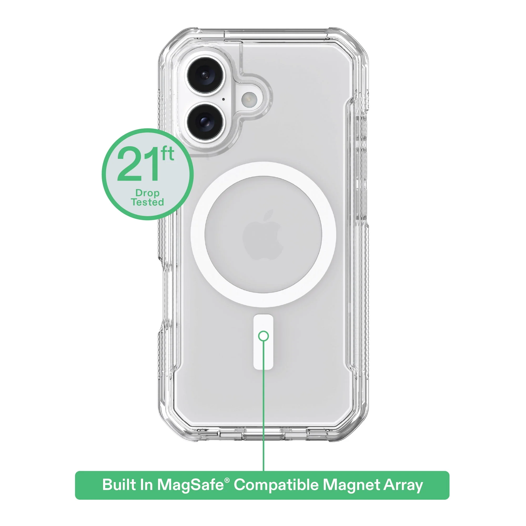 Onn Rugged Phone Case for iPhone 17, Clear, Military-Grade Drop Protection, MagSafe Compatible, Enhanced Side Grips, RM17BC36018372 - Image 2